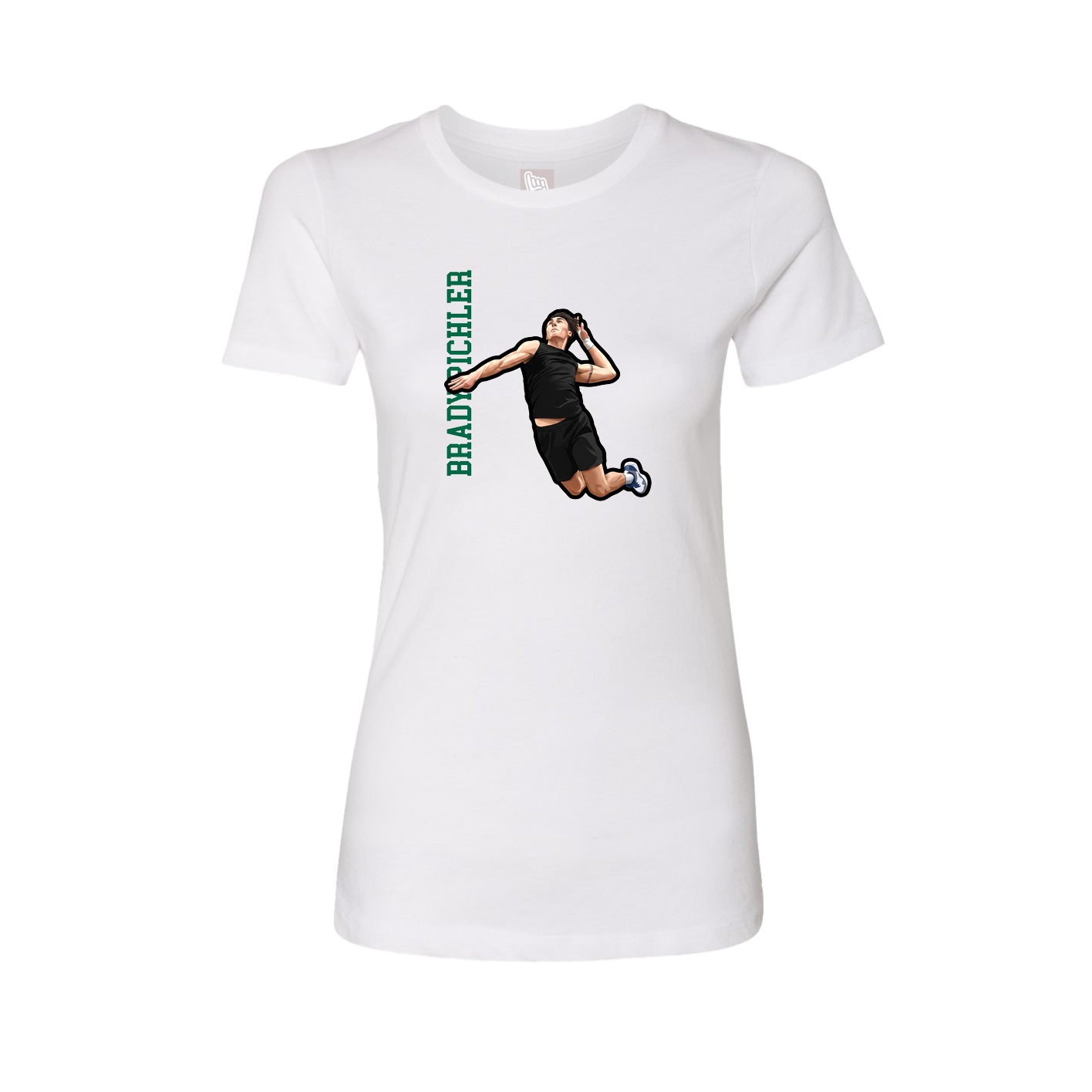 Womens Tee — Name Vertical in White