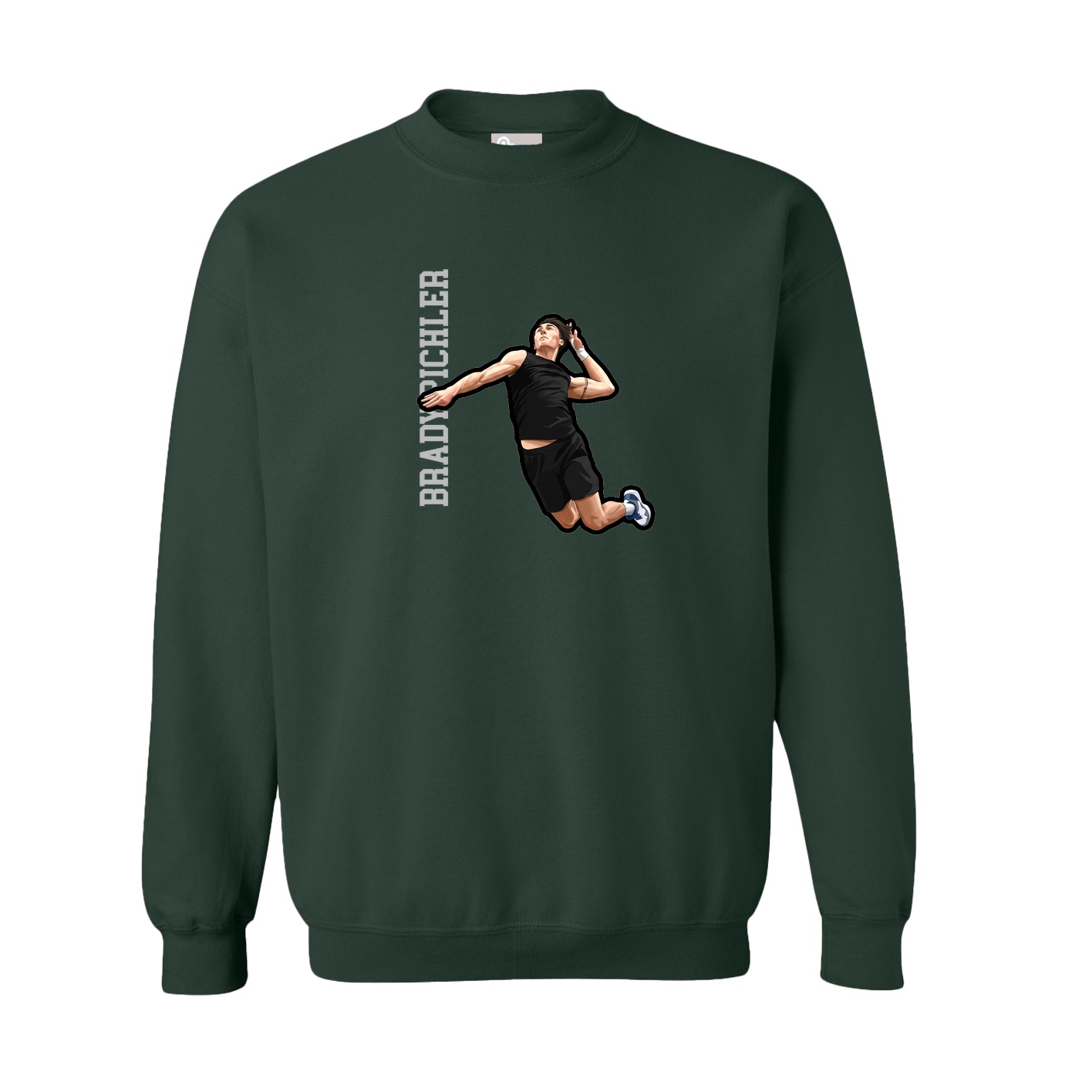 Fleece Crew — Name Vertical in Green