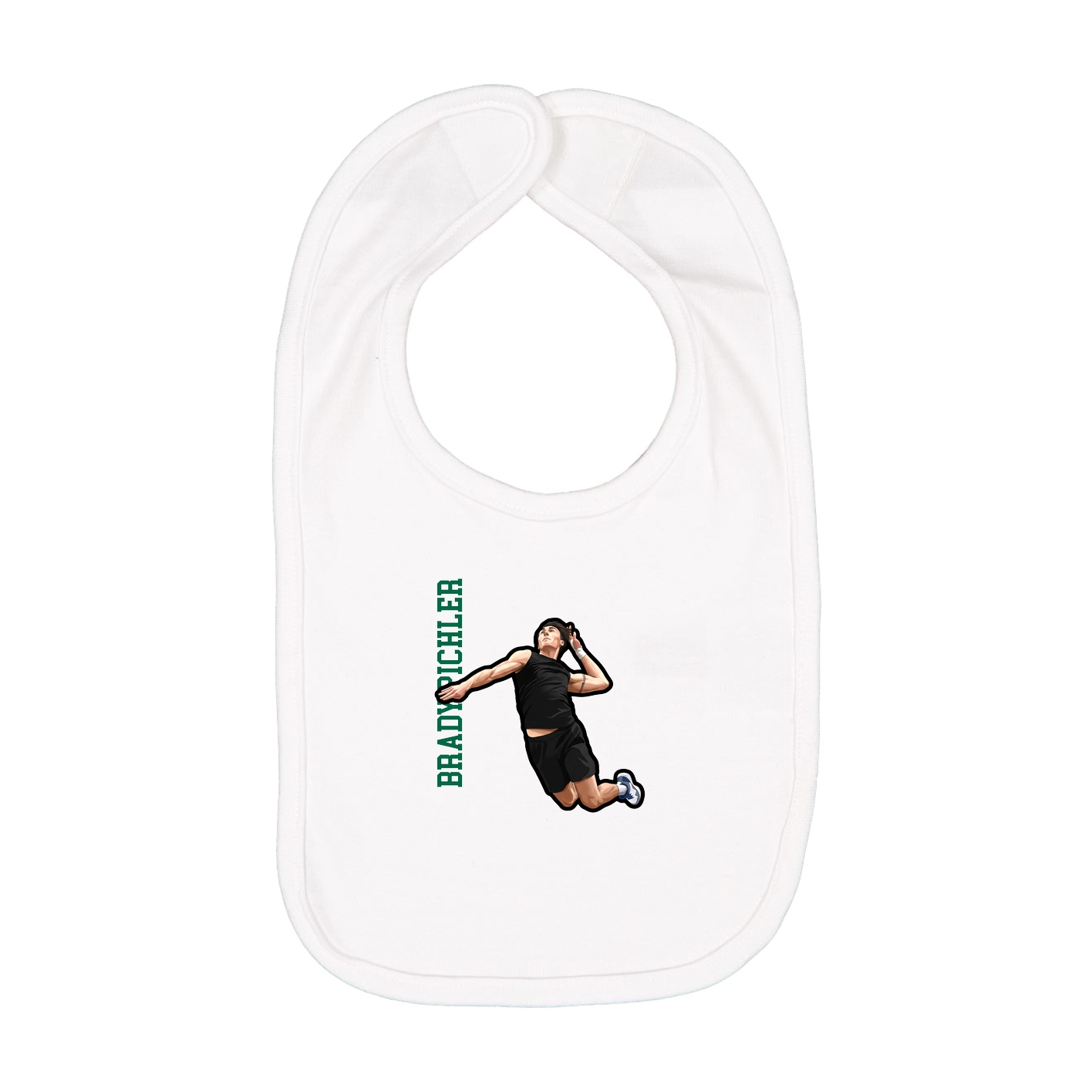 Infant Bib — Name Vertical in White