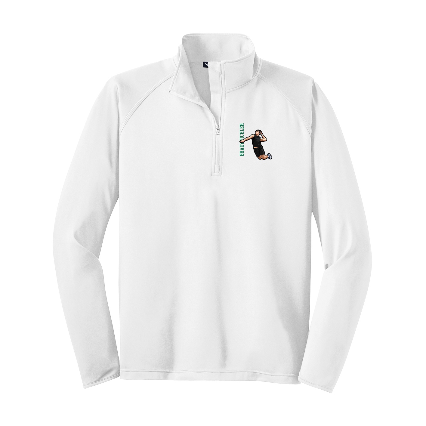 Q-Zip Pullover — Name Vertical in White