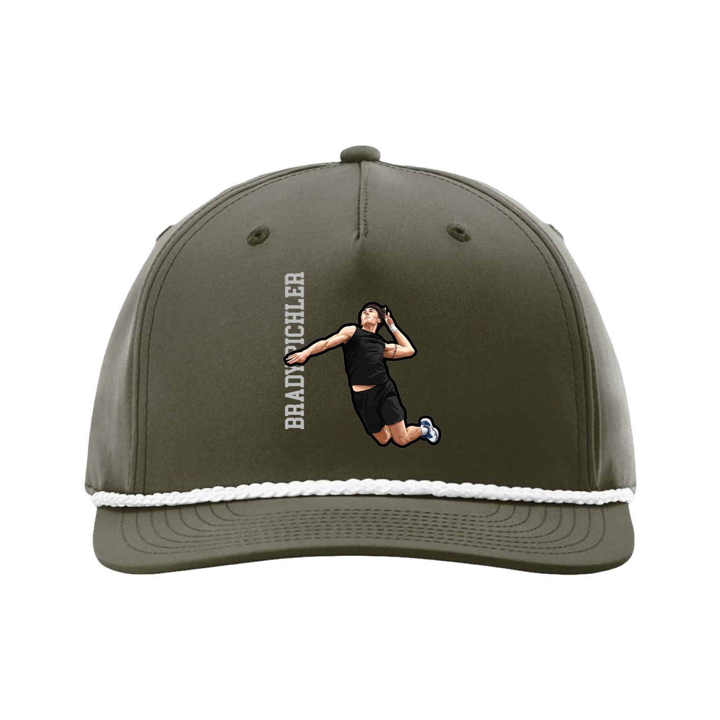 Five-Panel Classic Rope Cap — Name Vertical in Green