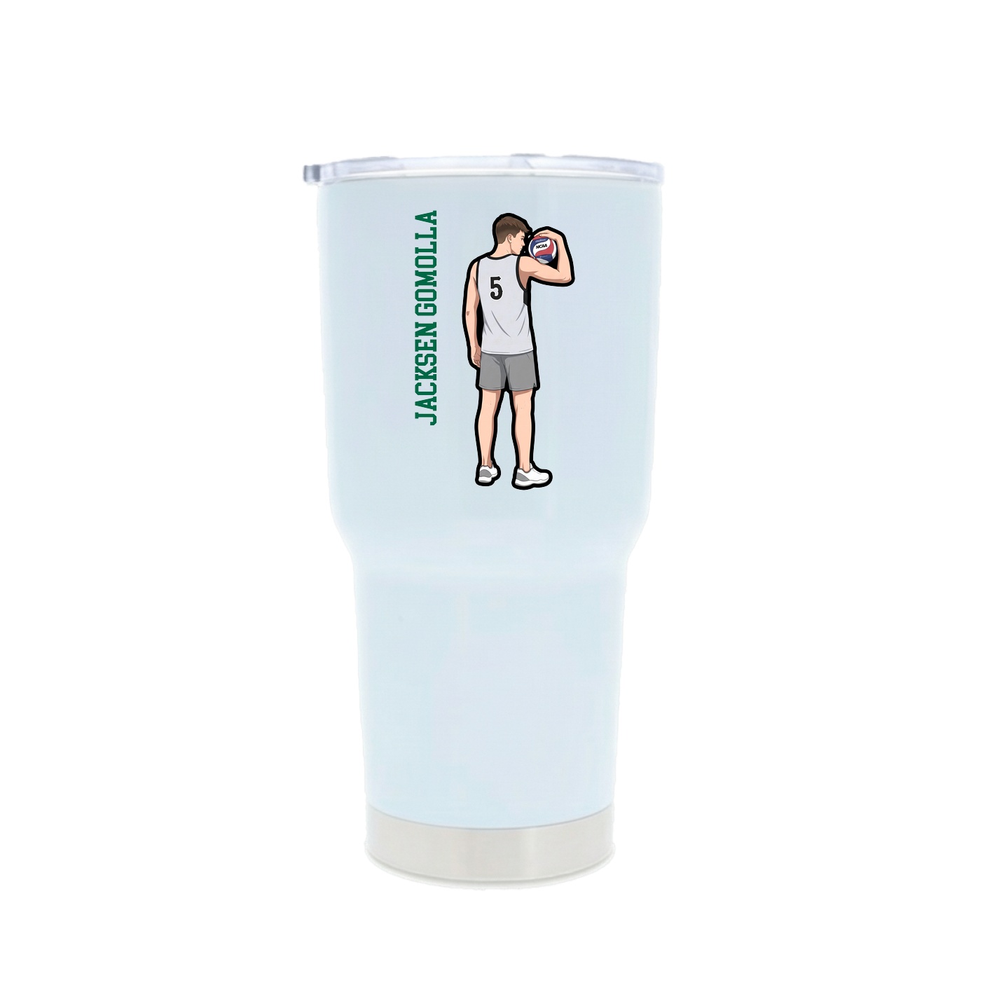 30oz Stainless Steel Tumbler — Name Vertical in White