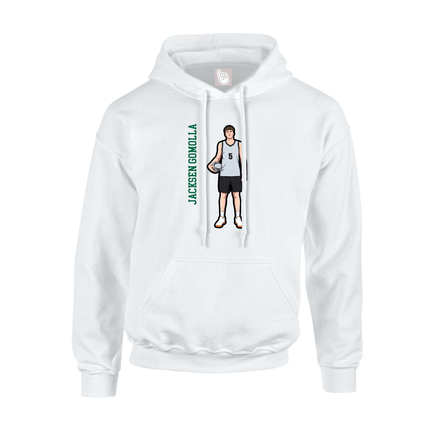Youth Hoodie — Name Vertical in White