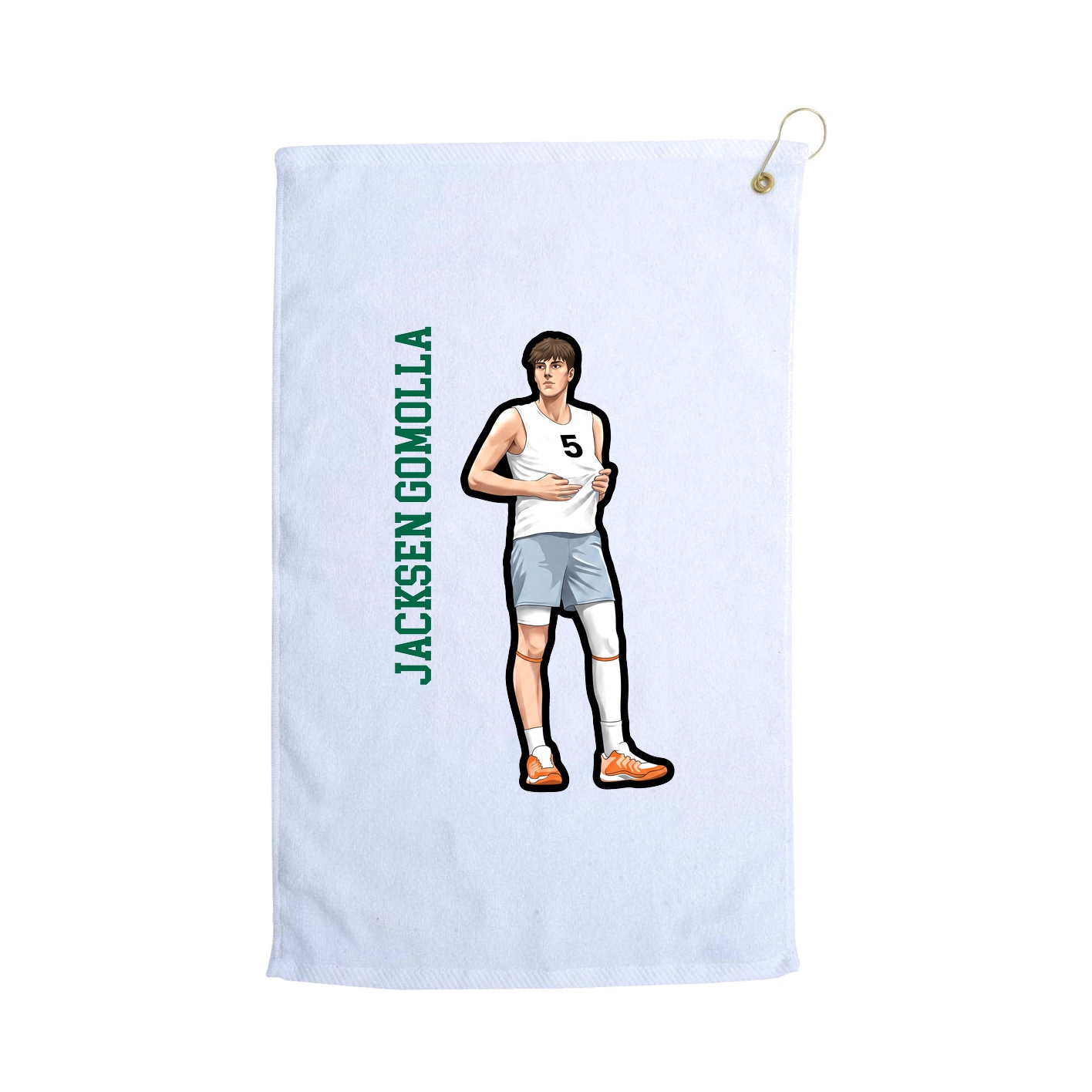 Golf Towel — Name Vertical in White