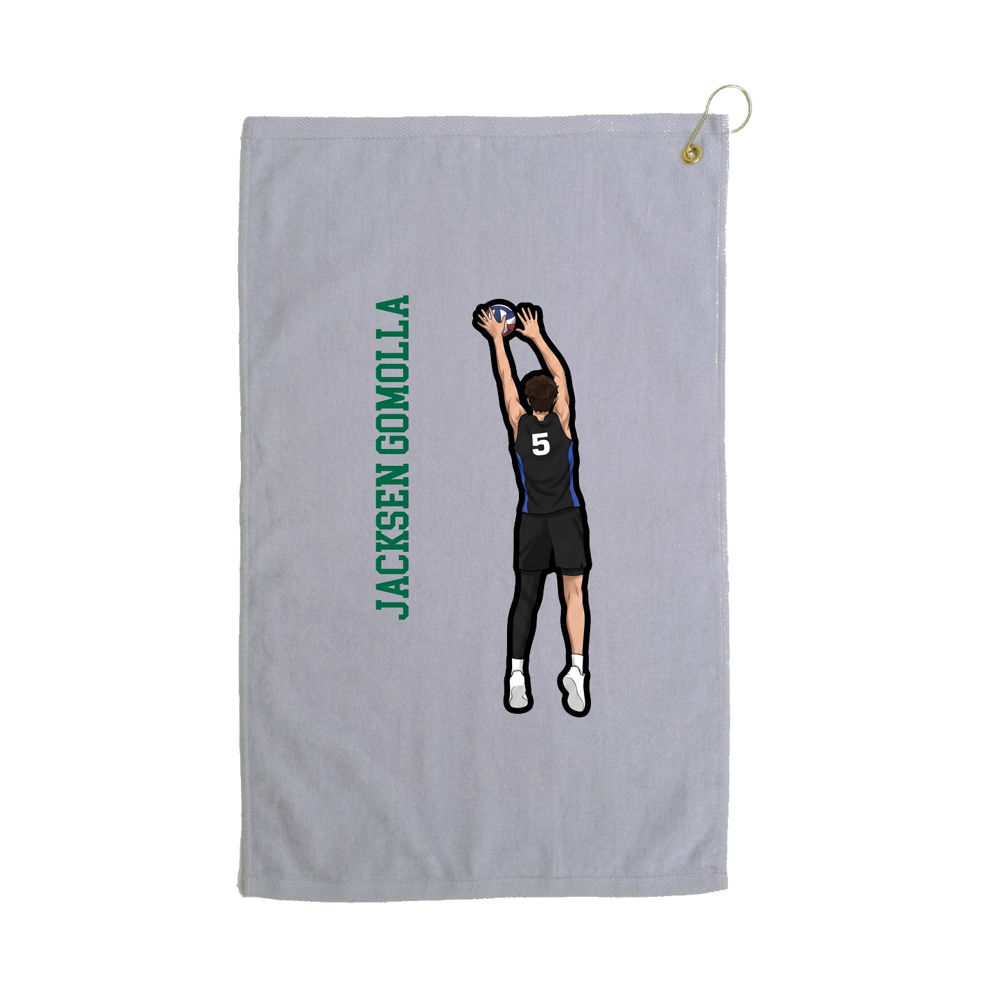 Golf Towel — Name Vertical in Grey