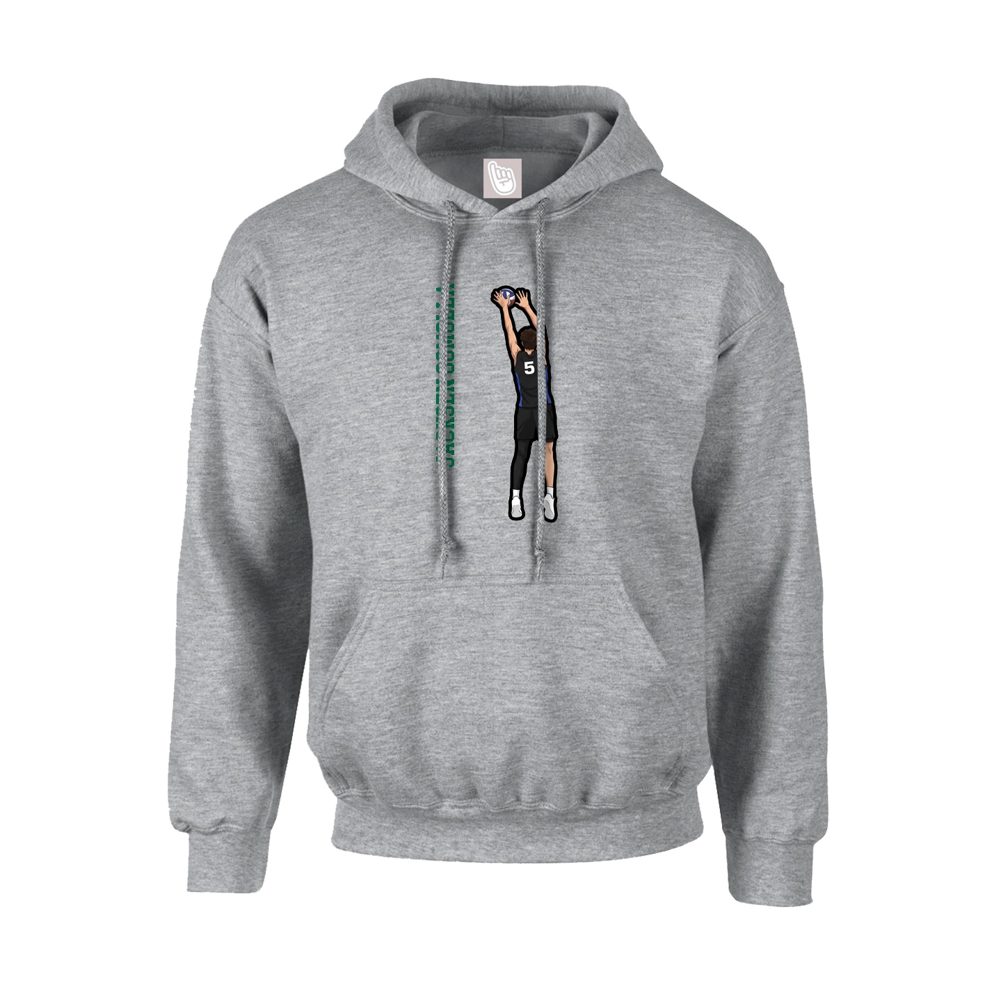 Youth Hoodie — Name Vertical in Grey