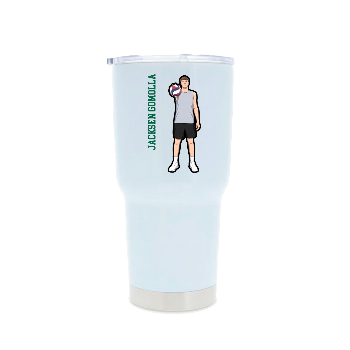 30oz Stainless Steel Tumbler — Name Vertical in White