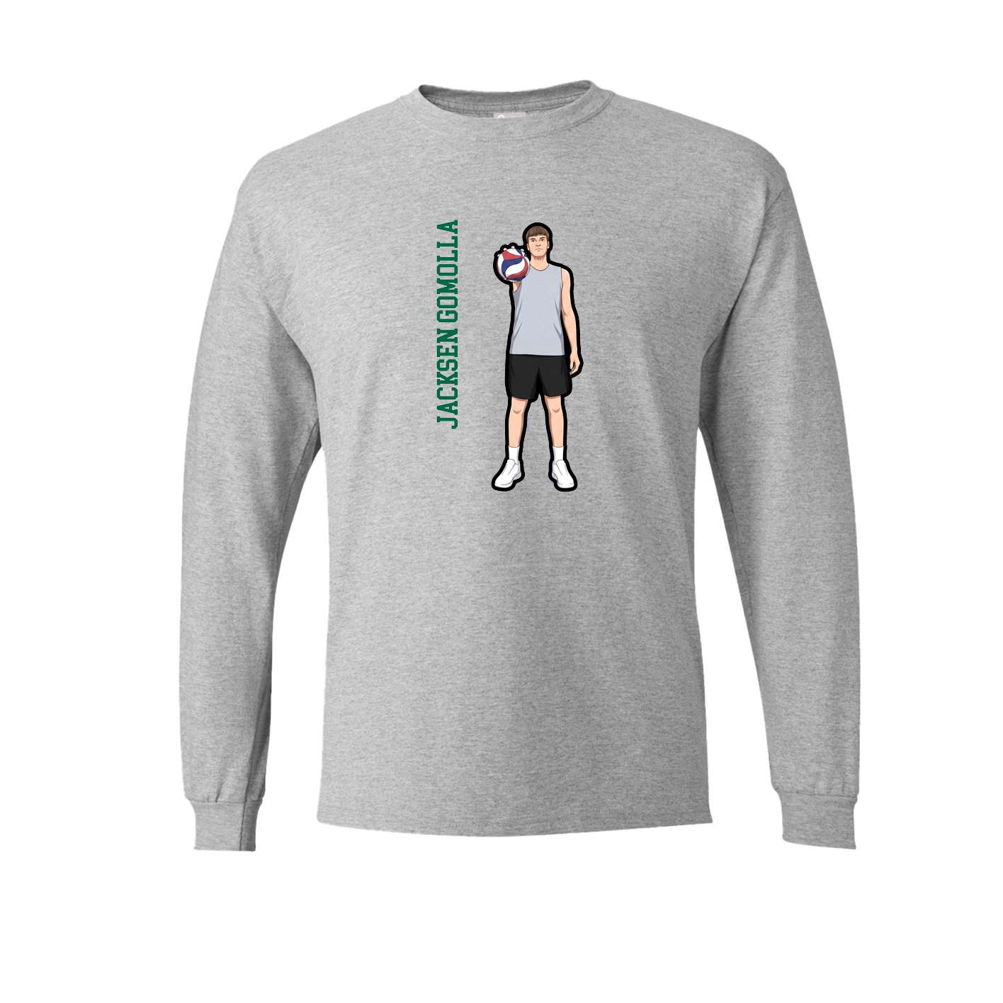Long Sleeve Tee — Name Vertical in Grey