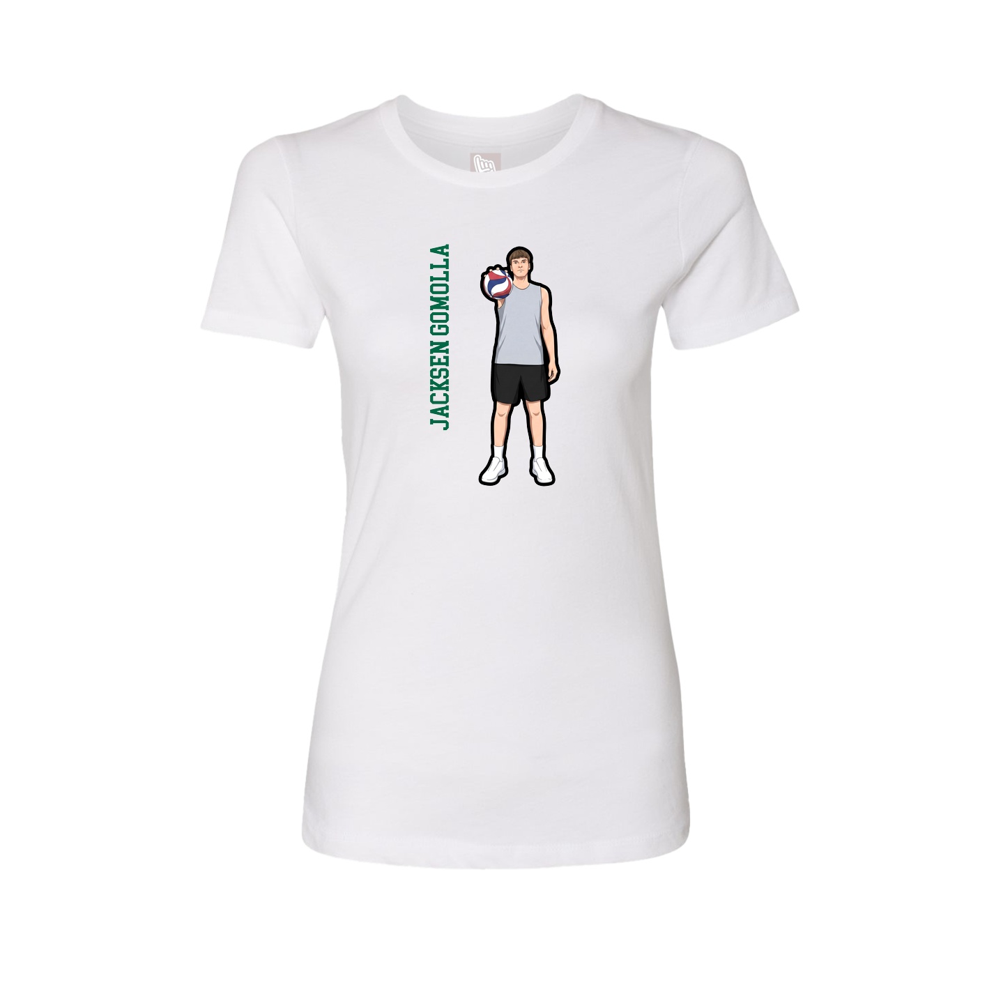 Fitted Women's Tee — Name Vertical in White