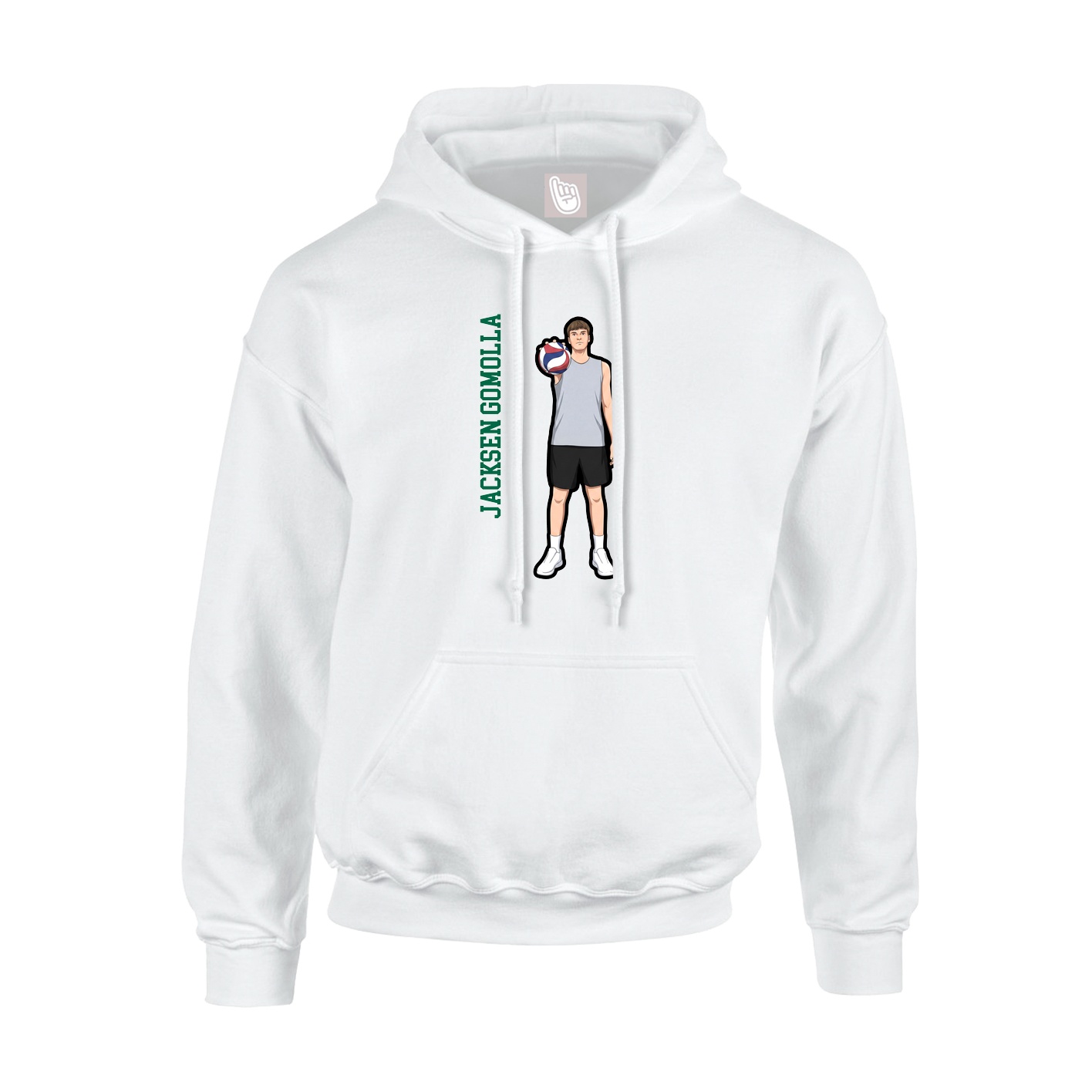 Youth Hoodie — Name Vertical in White