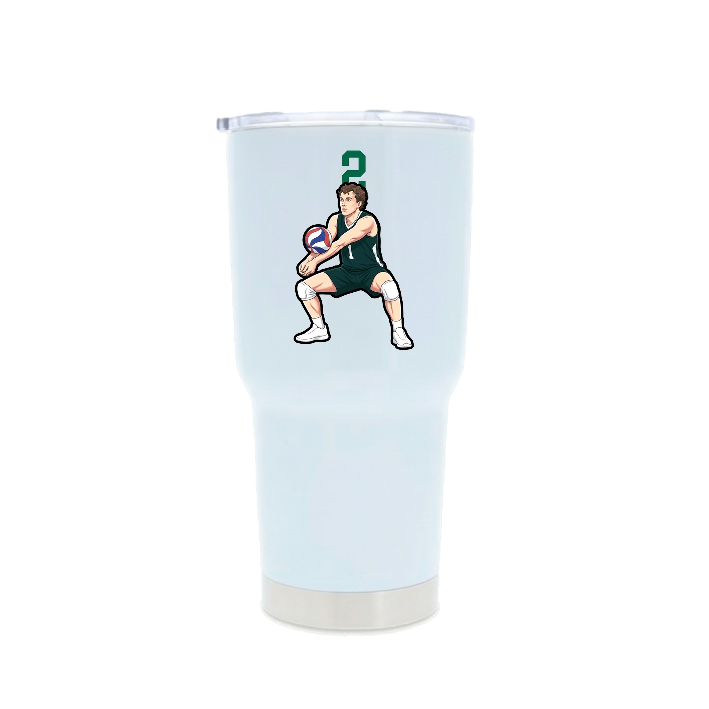 30oz Stainless Steel Tumbler — Number Top in White