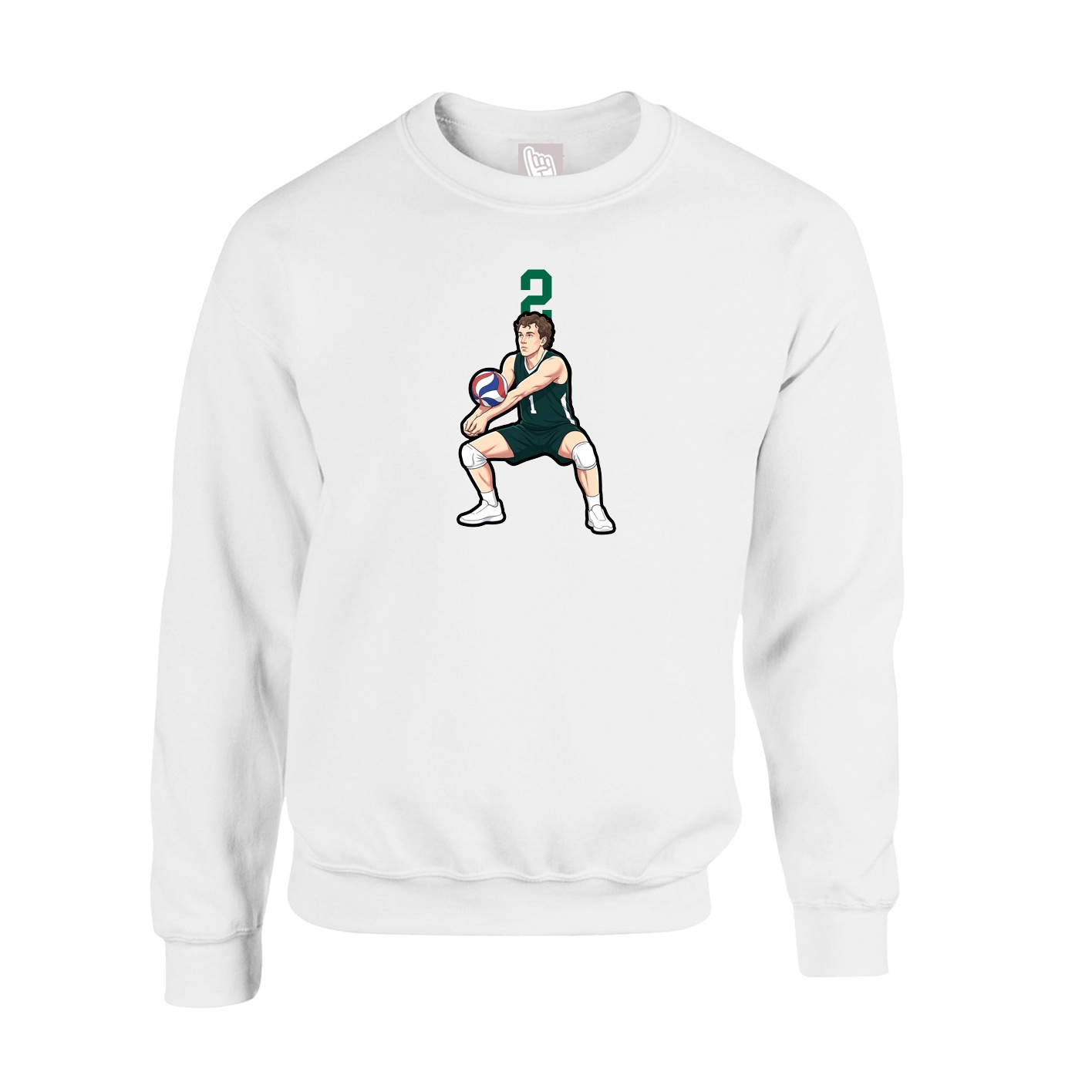 Fleece Crew — Number Top in White