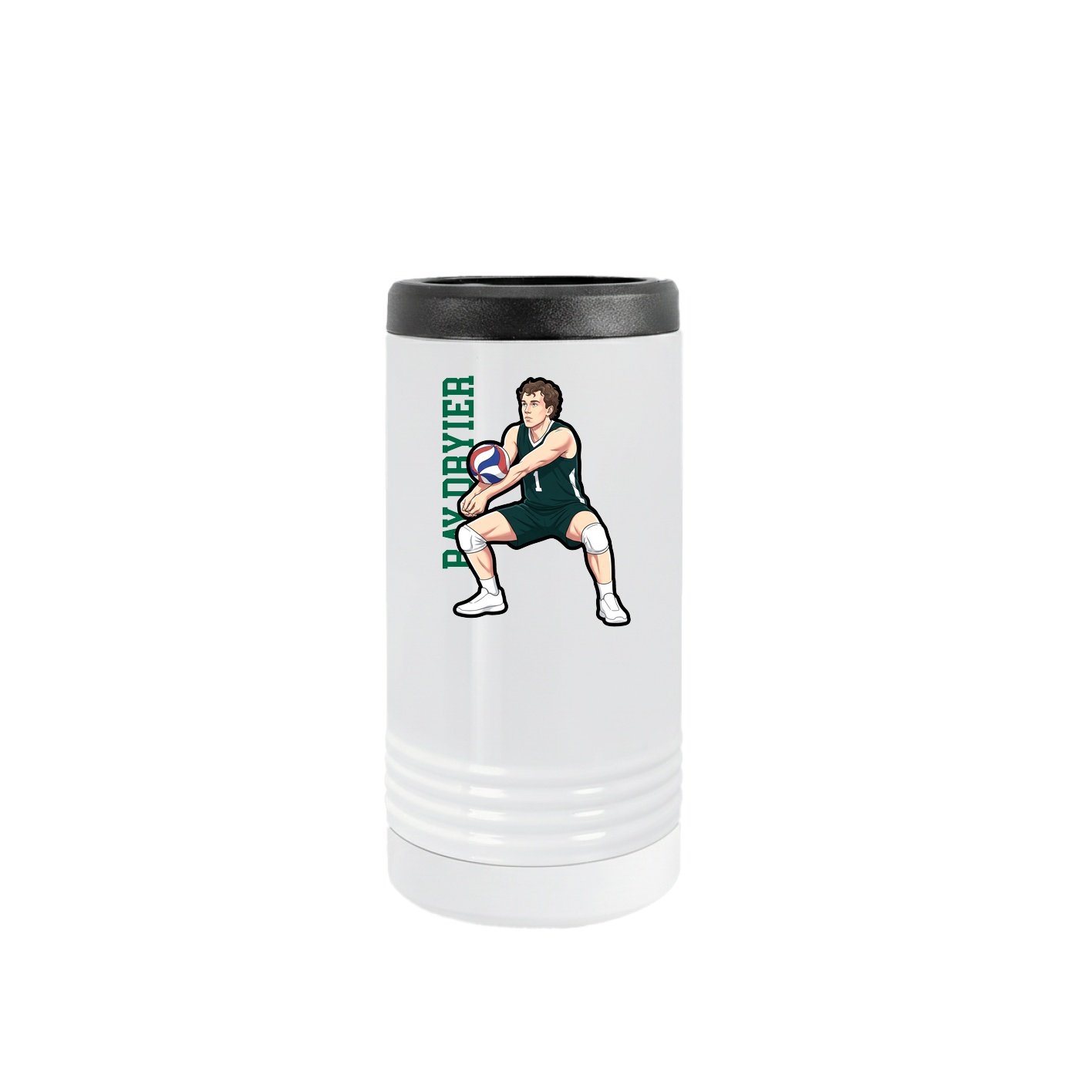 Slim Beverage Holder — Name Vertical in White