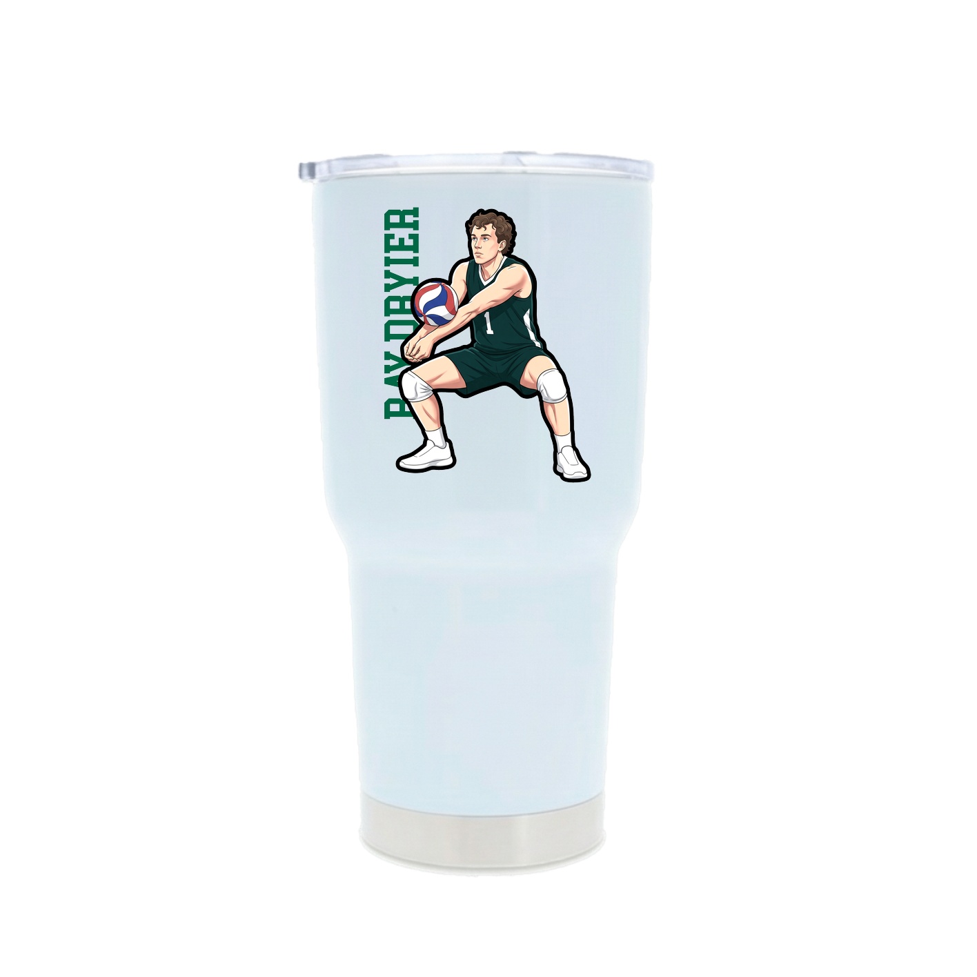 30oz Stainless Steel Tumbler — Name Vertical in White