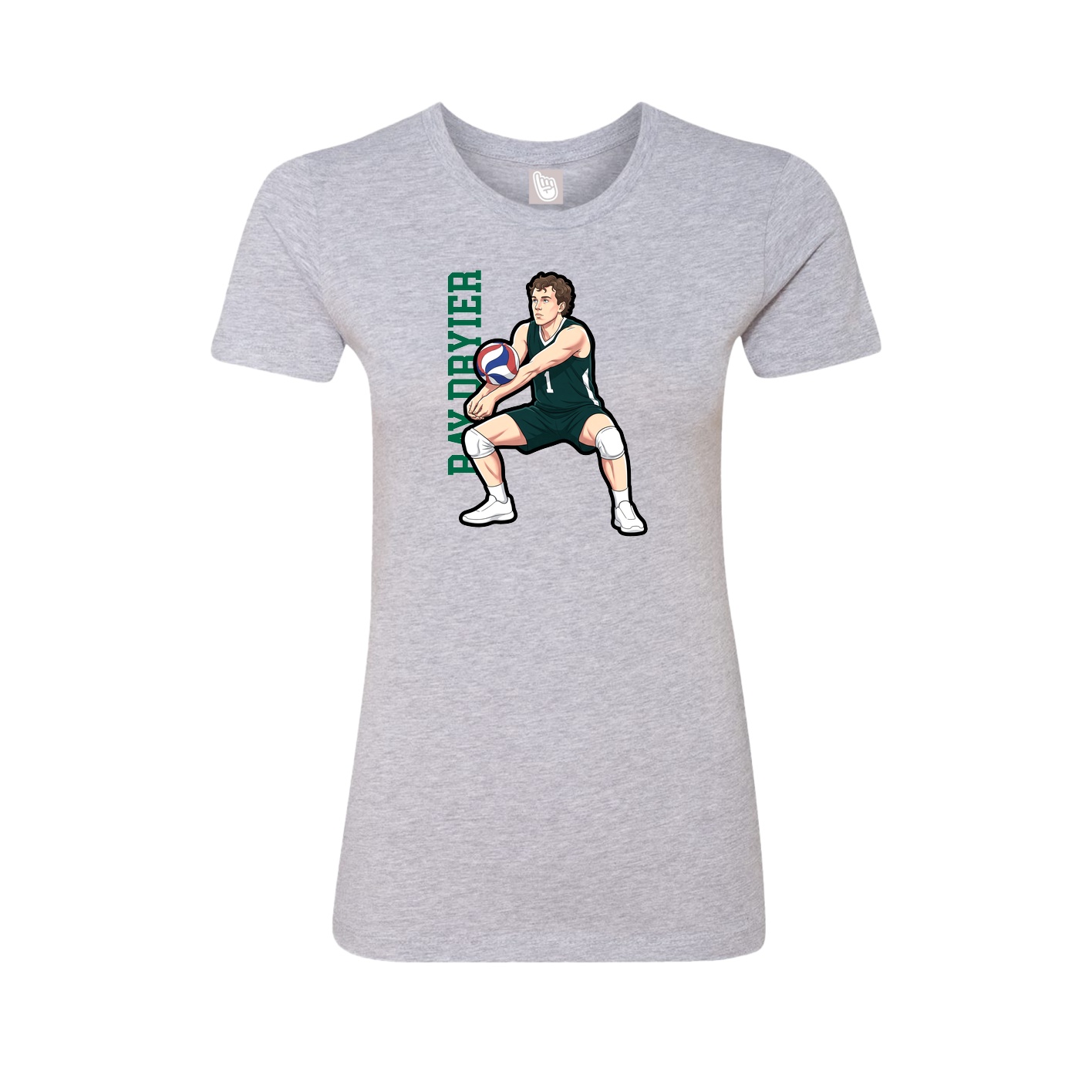 Fitted Women's Tee — Name Vertical in Grey