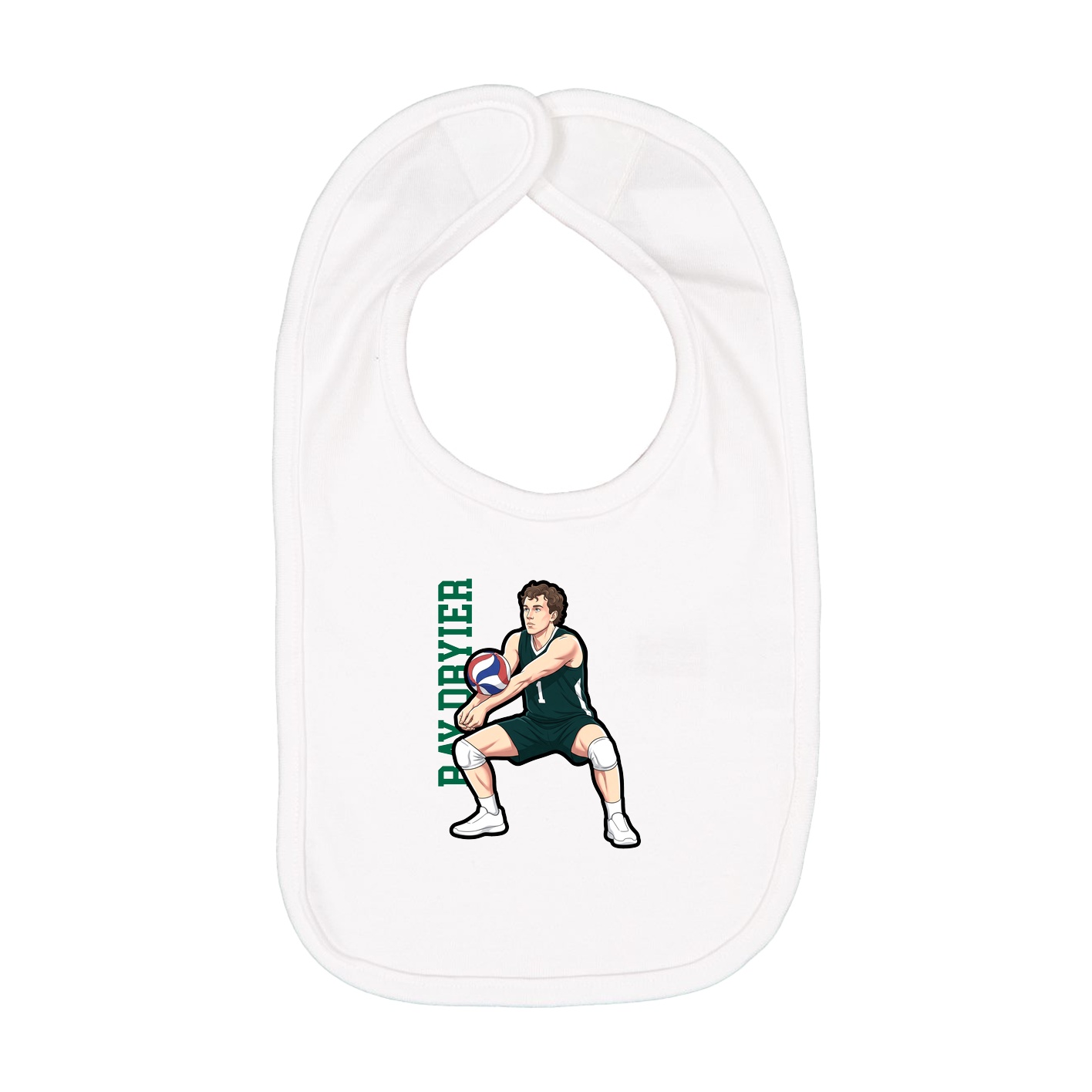 Infant Bib — Name Vertical in White