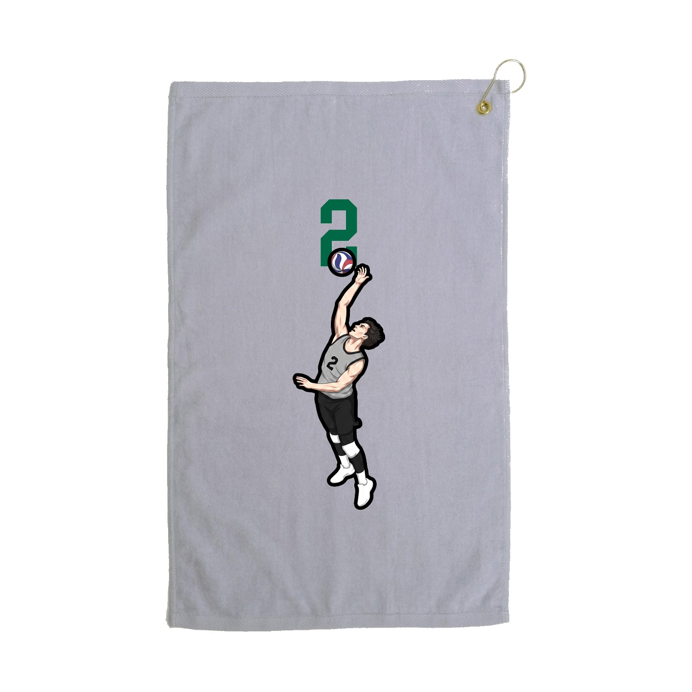 Golf Towel — Number Top in Grey