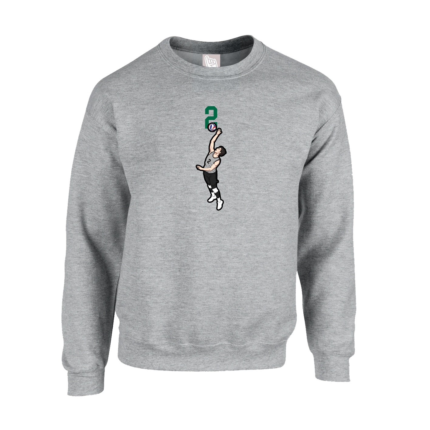 Fleece Crew — Number Top in Grey