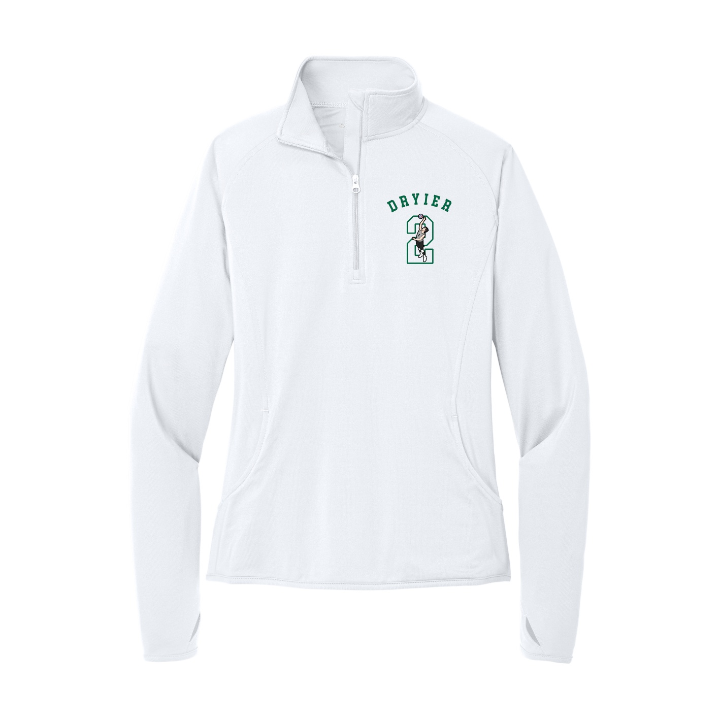 Women's Q-Zip Pullover — Shirsey Arch in White