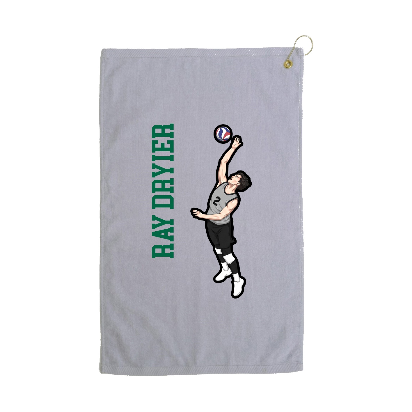Golf Towel — Name Vertical in Grey