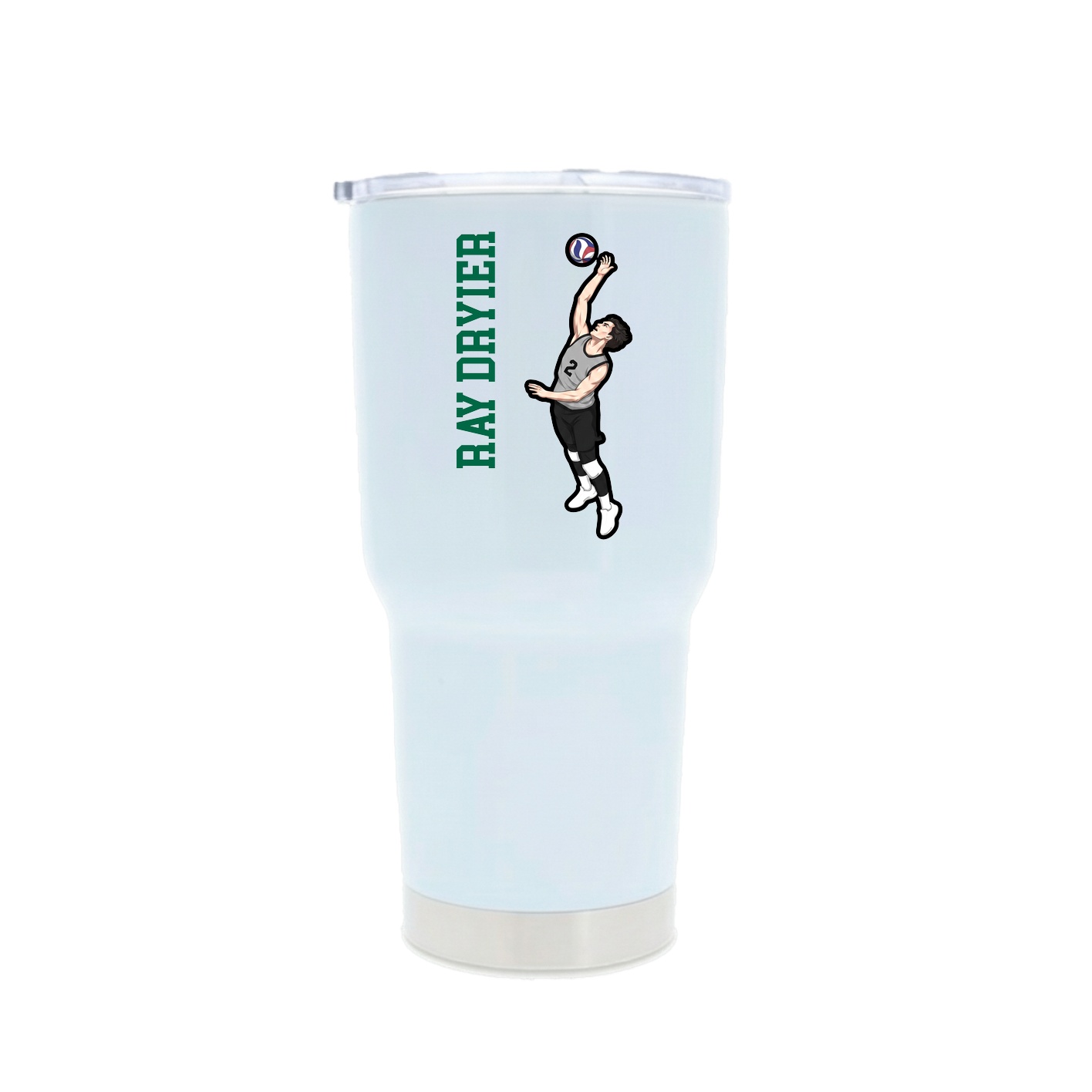 30oz Stainless Steel Tumbler — Name Vertical in White