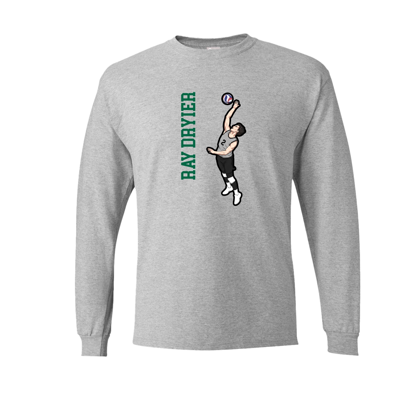 Long Sleeve Tee — Name Vertical in Grey