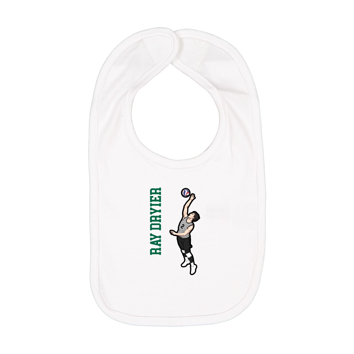 Infant Bib — Name Vertical in White