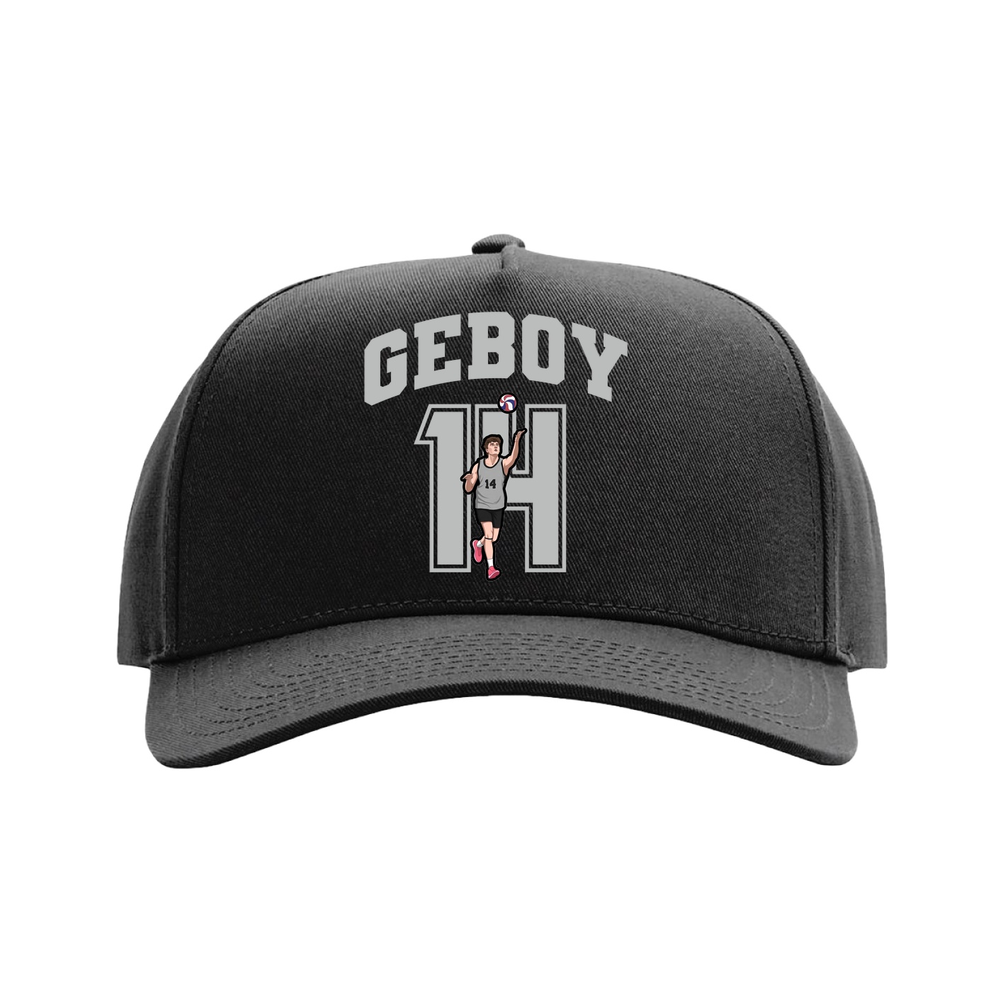 Full Fabric Five-Panel Champ Cap — Number in Black