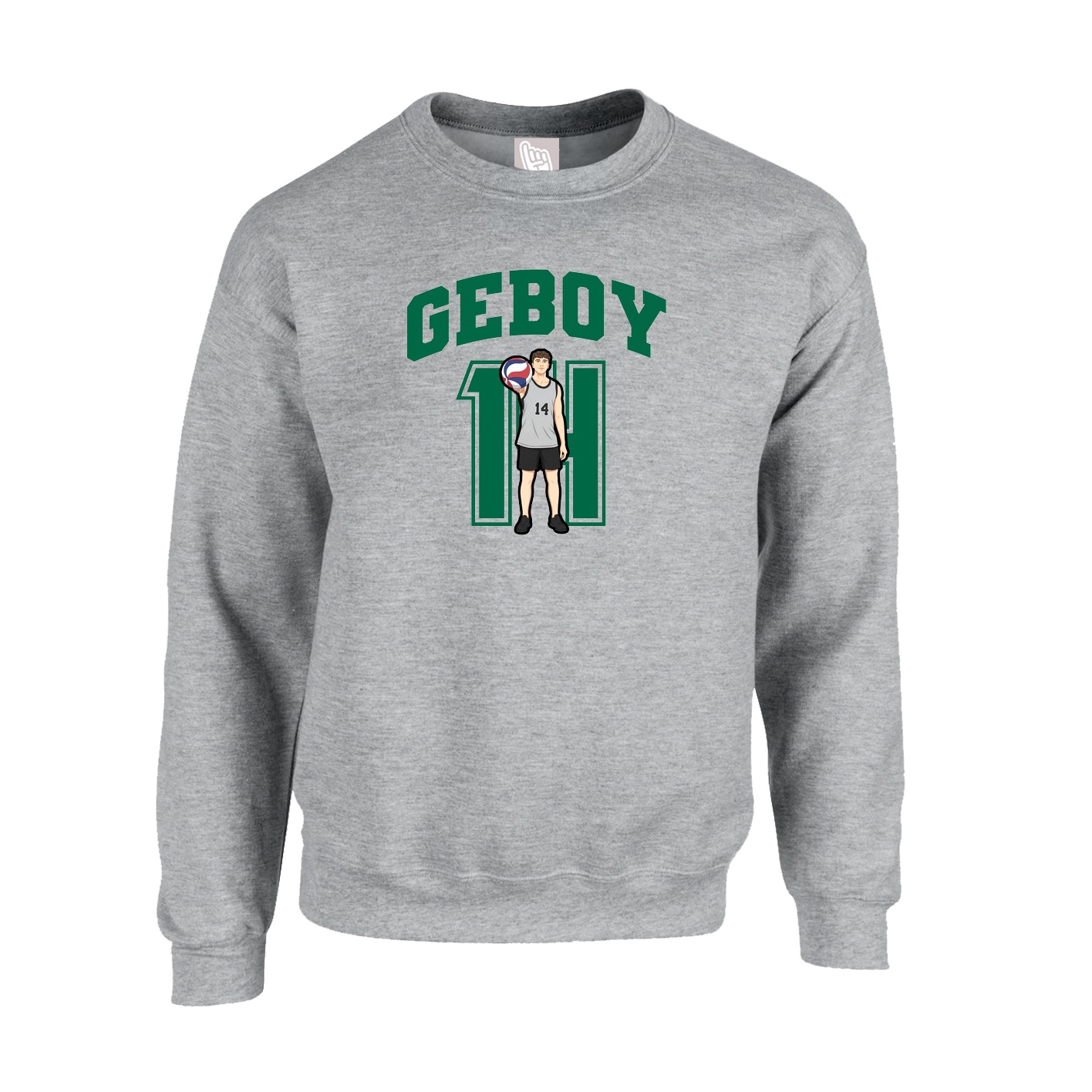 Fleece Crew — Number in Grey