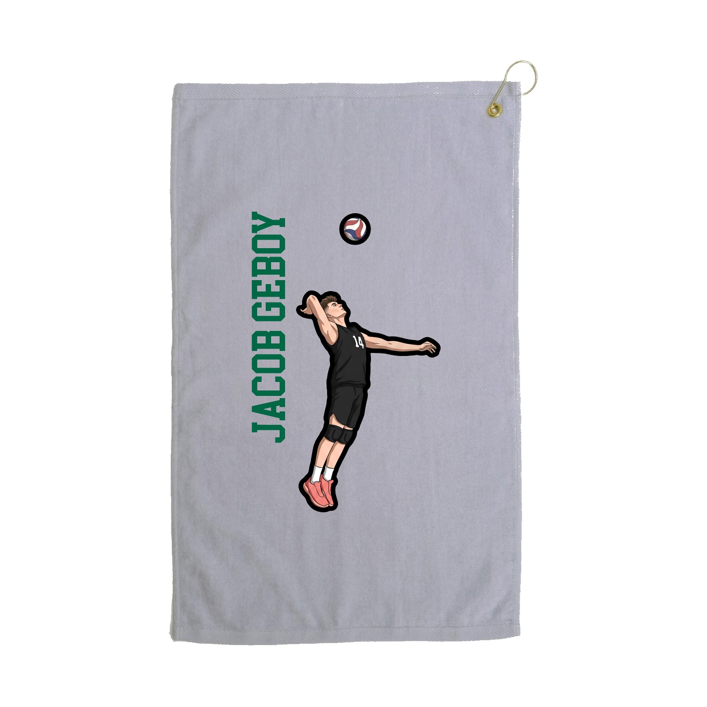 Golf Towel — Name Vertical in Grey