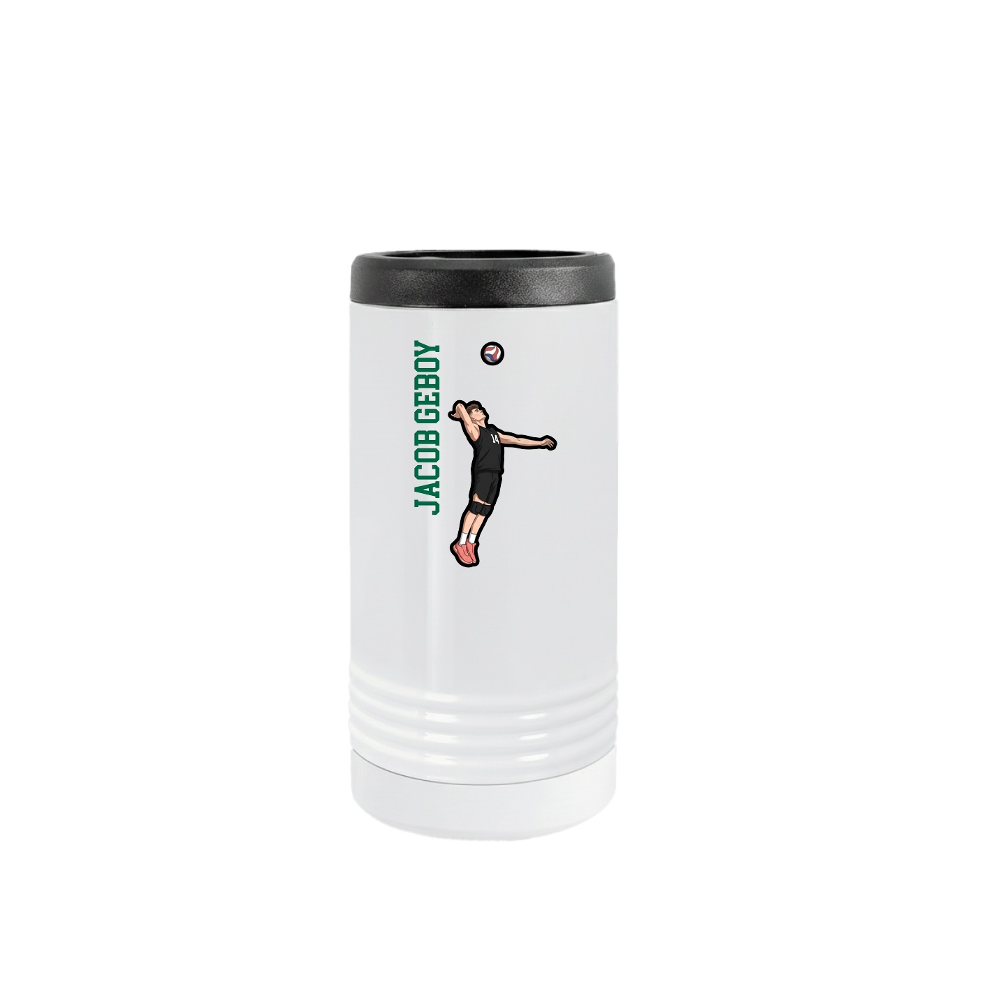 Slim Beverage Holder — Name Vertical in White