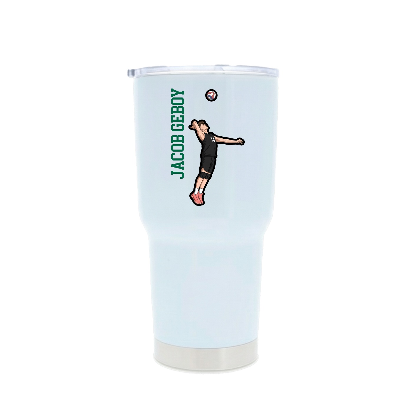 30oz Stainless Steel Tumbler — Name Vertical in White