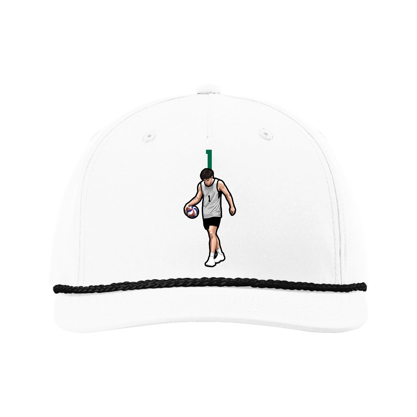 Five-Panel Classic Rope Cap — Number Top in White