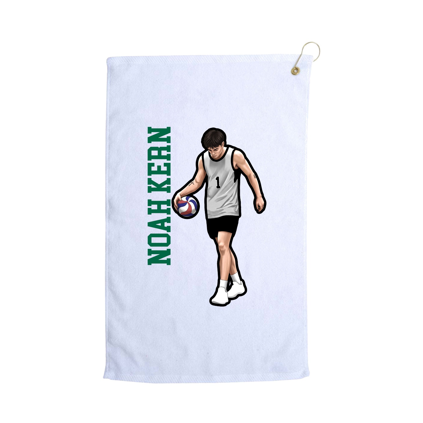 Golf Towel — Name Vertical in White