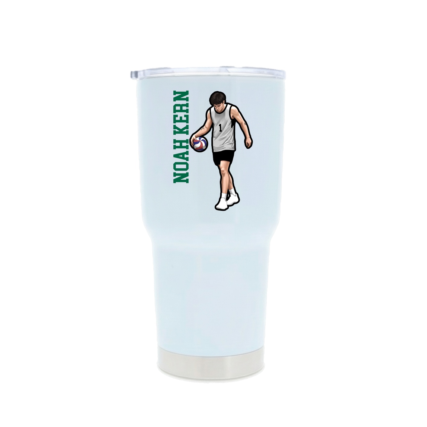 30oz Stainless Steel Tumbler — Name Vertical in White