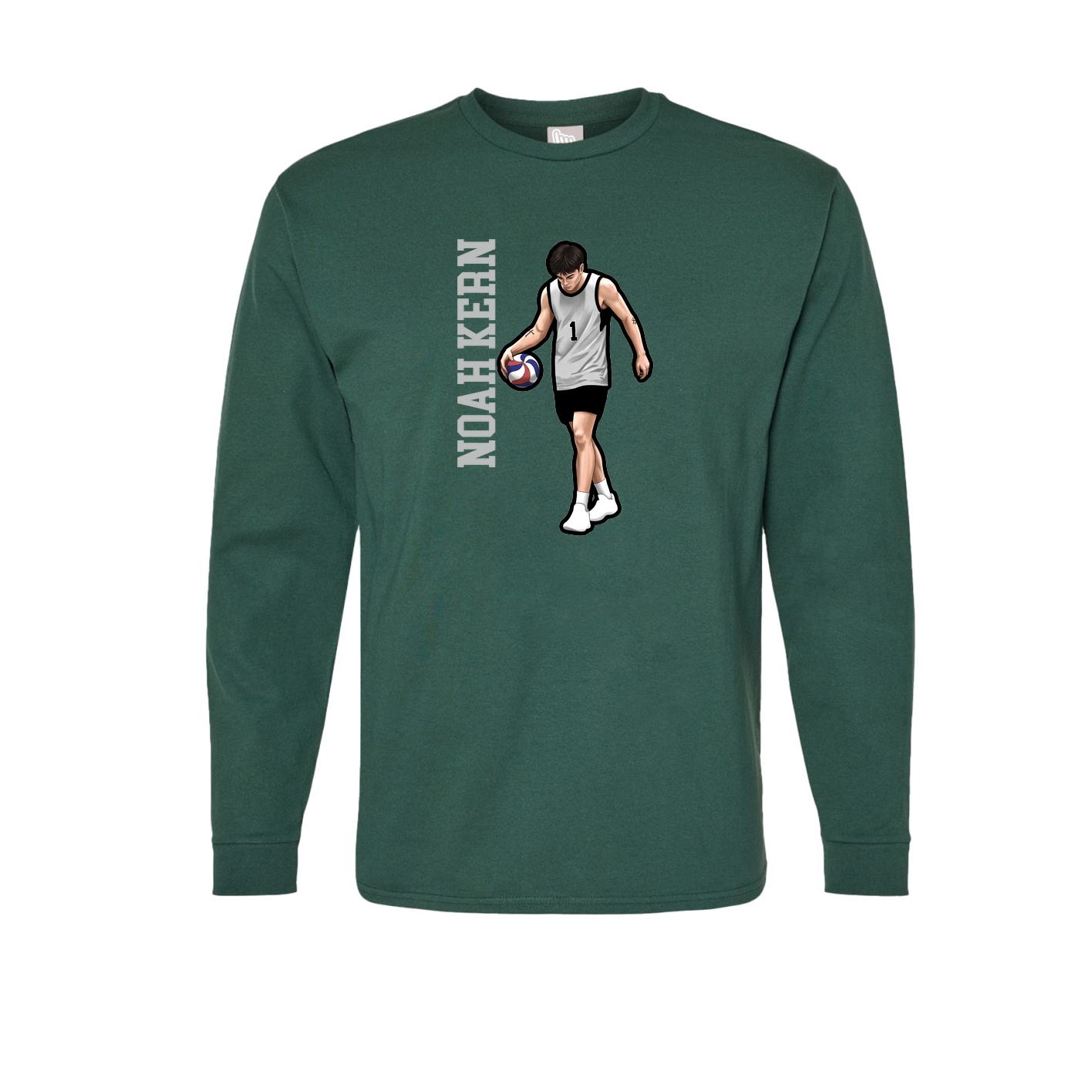 Long Sleeve Tee — Name Vertical in Green