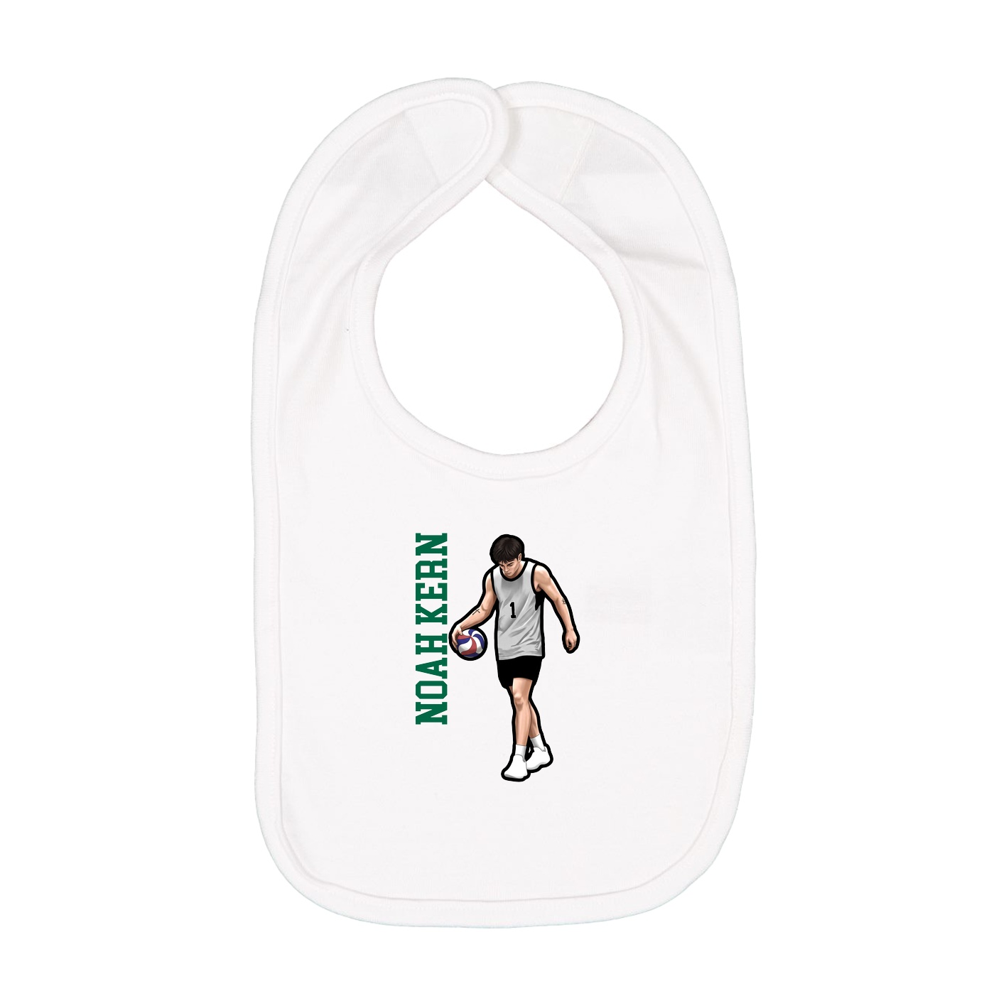 Infant Bib — Name Vertical in White