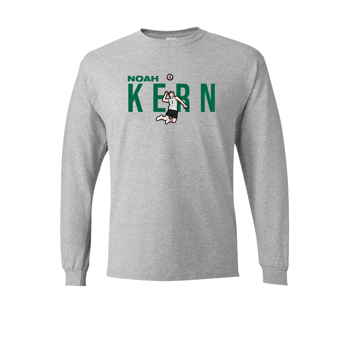 Long Sleeve Tee — Player Name in Grey