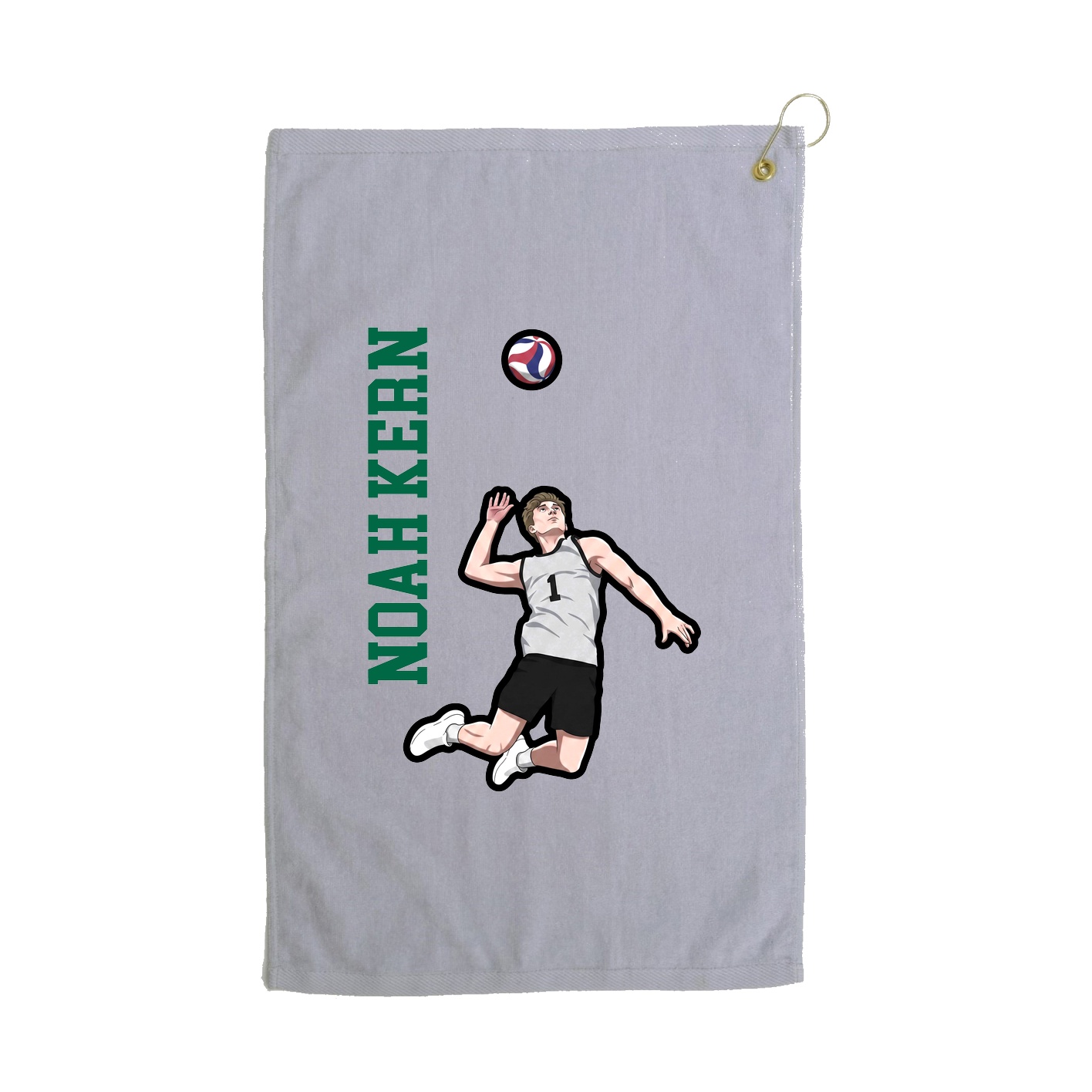 Golf Towel — Name Vertical in Grey