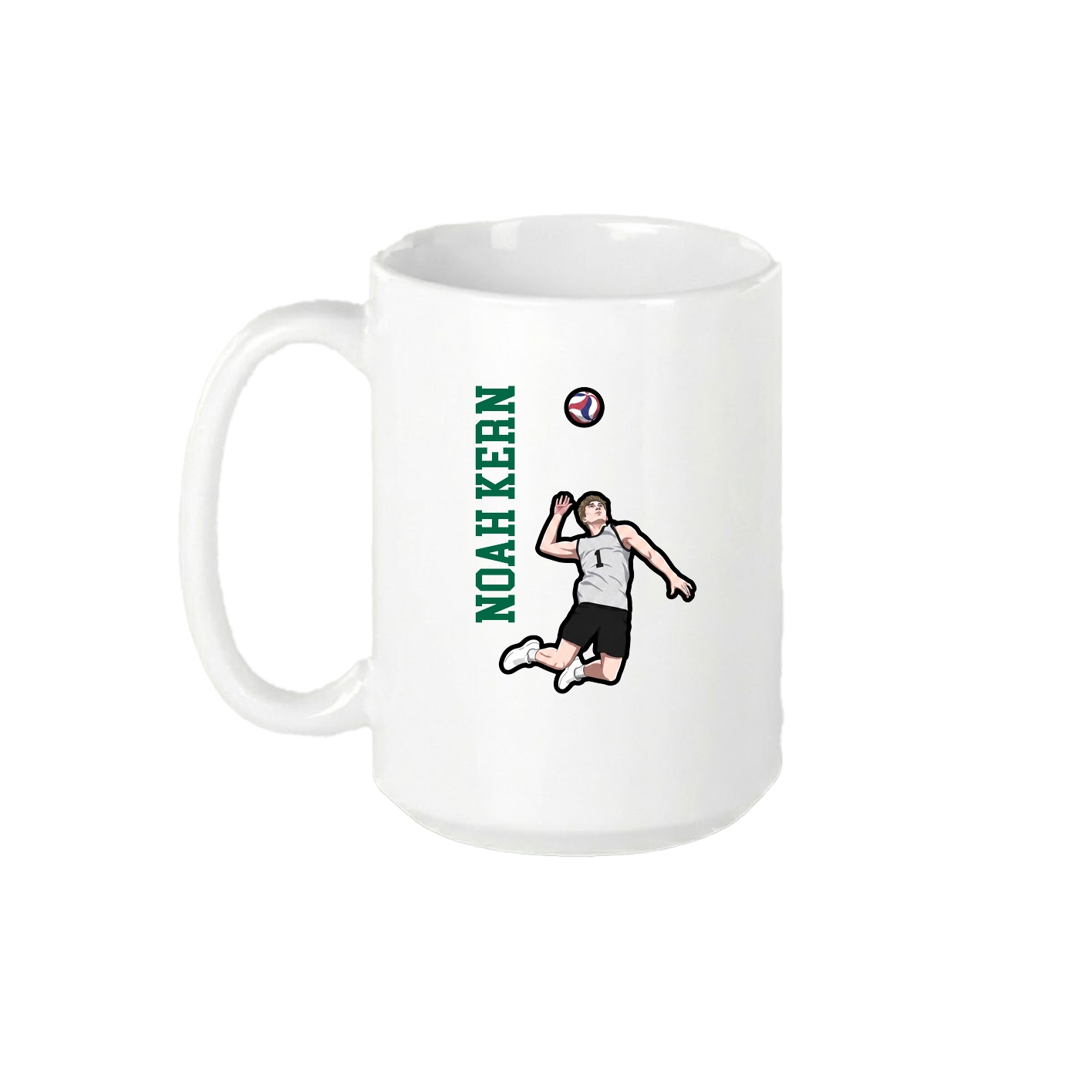 15oz Coffee Mug — Name Vertical in White