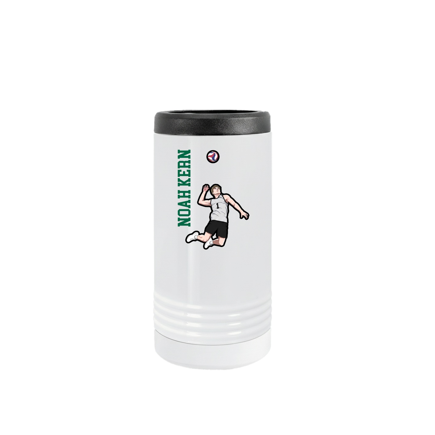 Slim Beverage Holder — Name Vertical in White