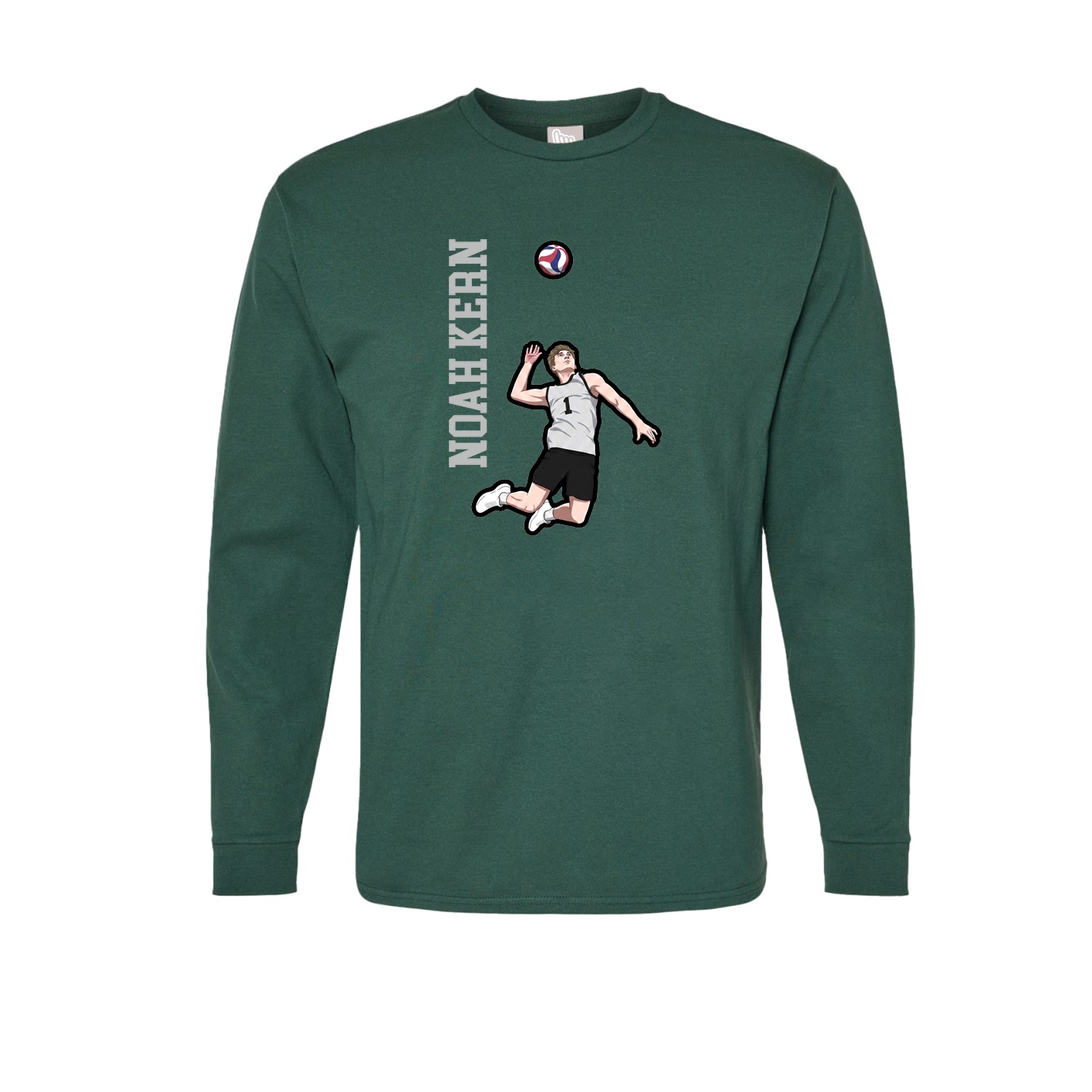 Long Sleeve Tee — Name Vertical in Green