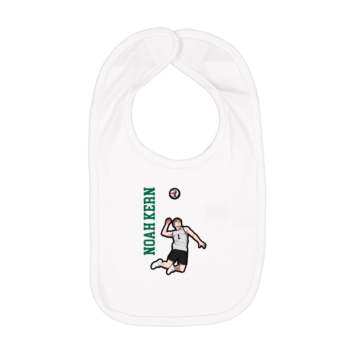 Infant Bib — Name Vertical in White