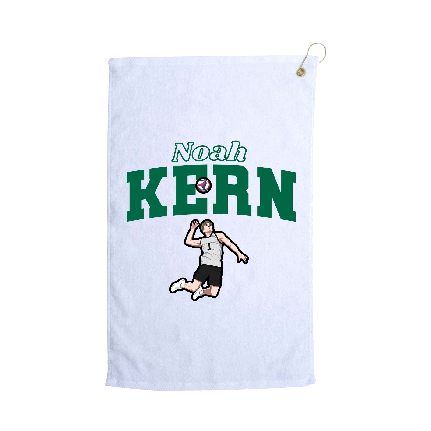 Golf Towel — Name Arch in White