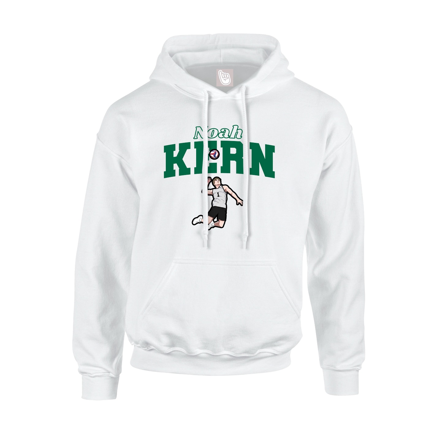 Youth Hoodie — Name Arch in White