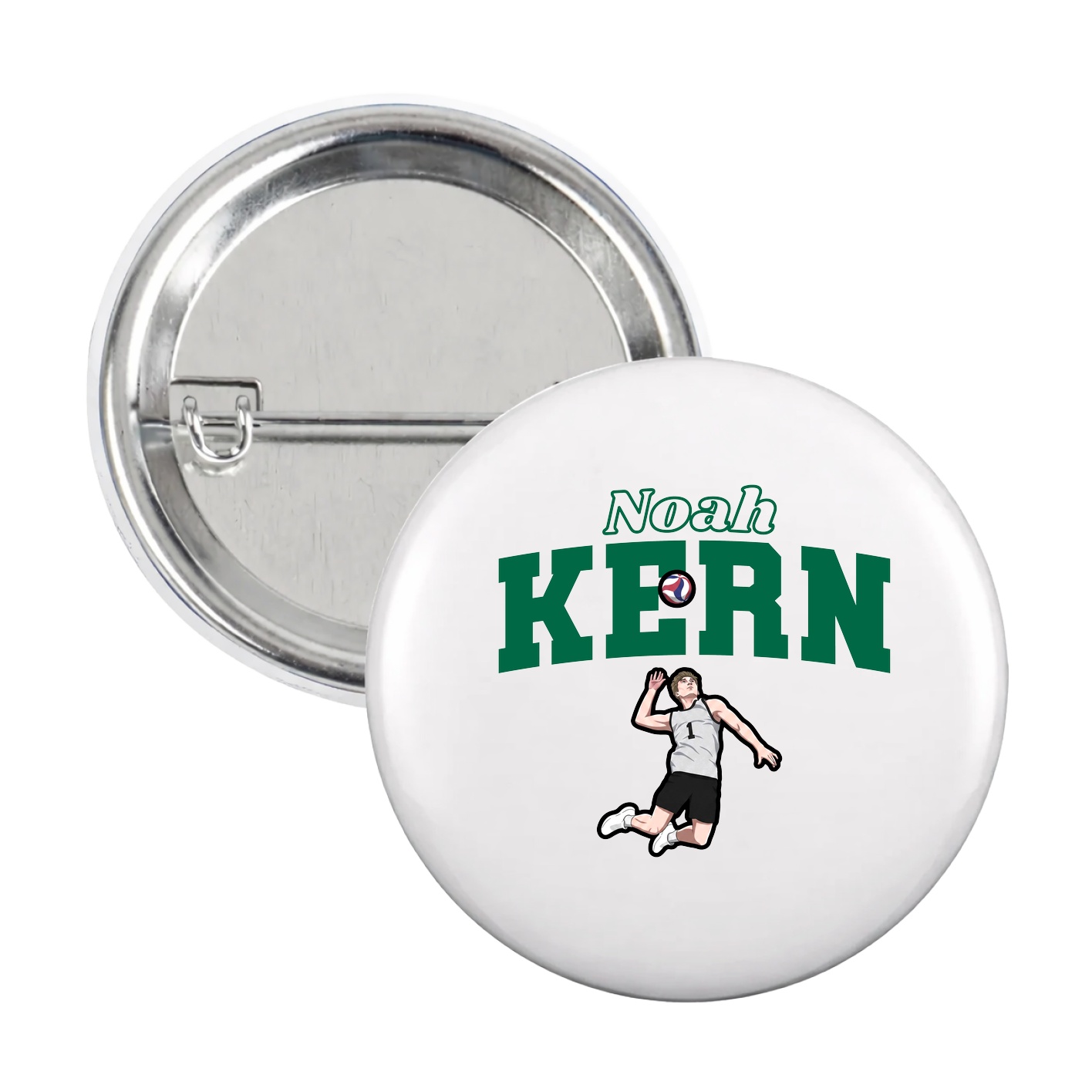 Game Day Button — Name Arch in White