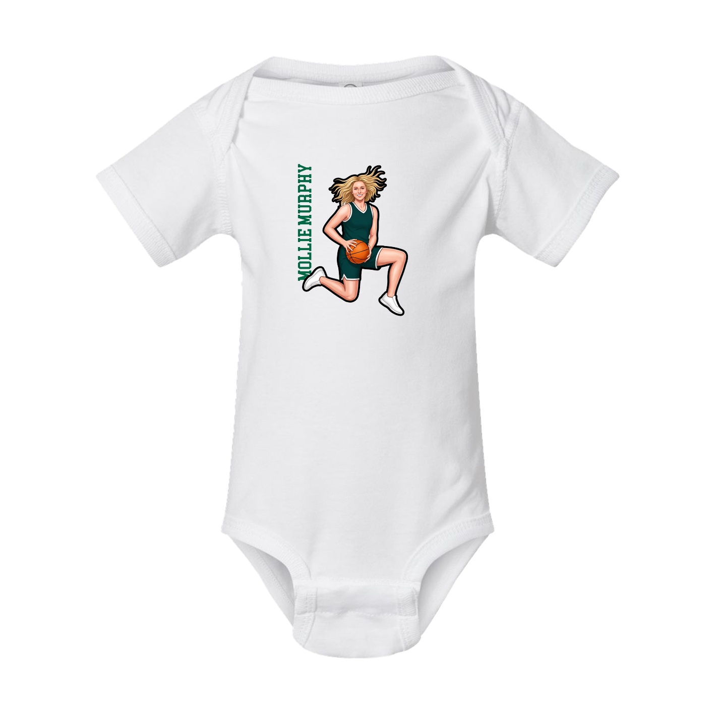 Baby Onesie — Name Vertical in White