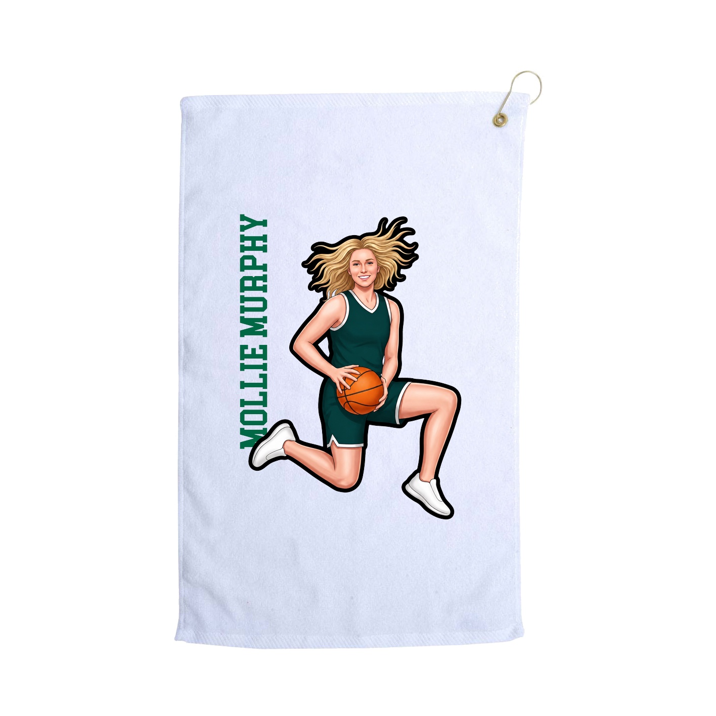 Golf Towel — Name Vertical in White