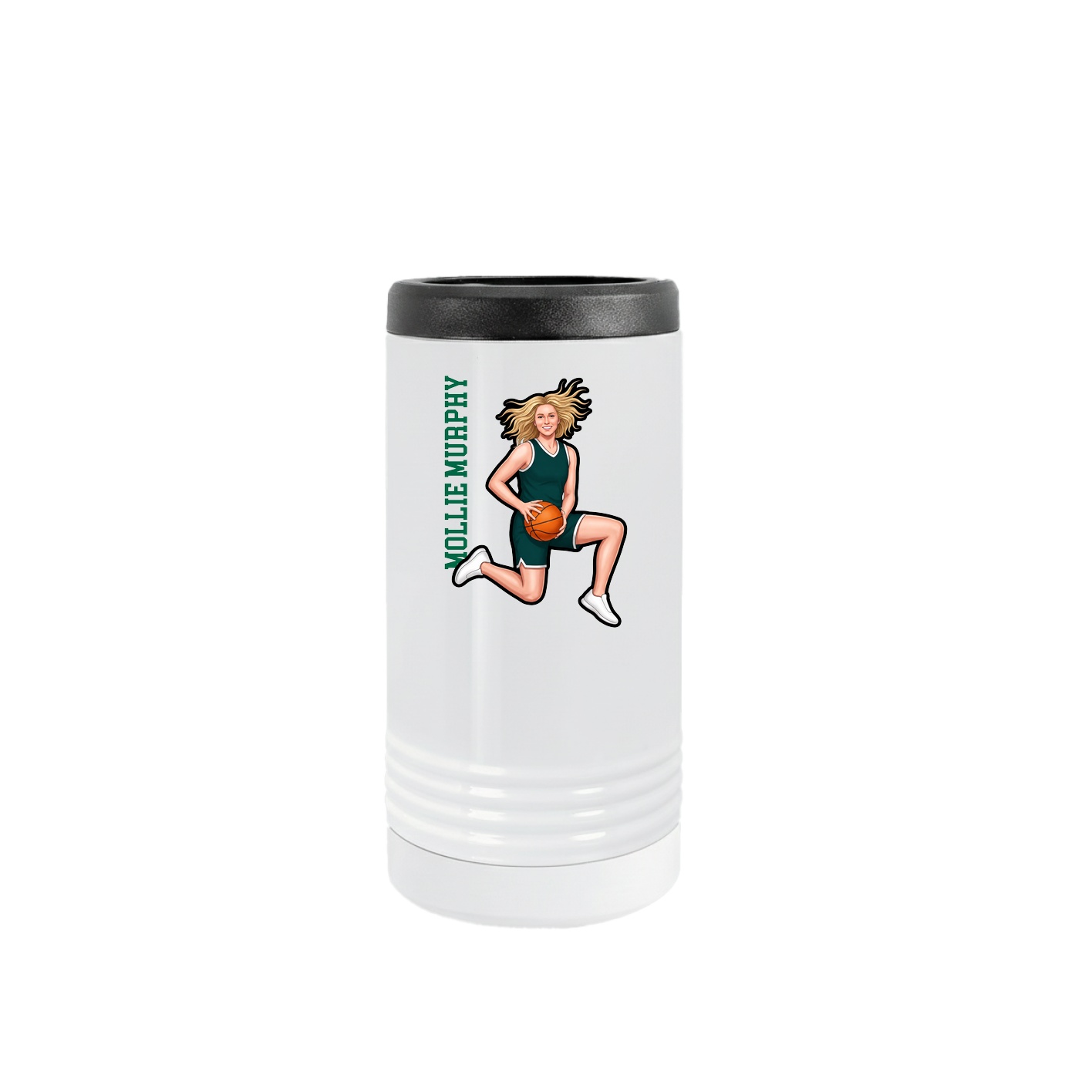 Slim Beverage Holder — Name Vertical in White
