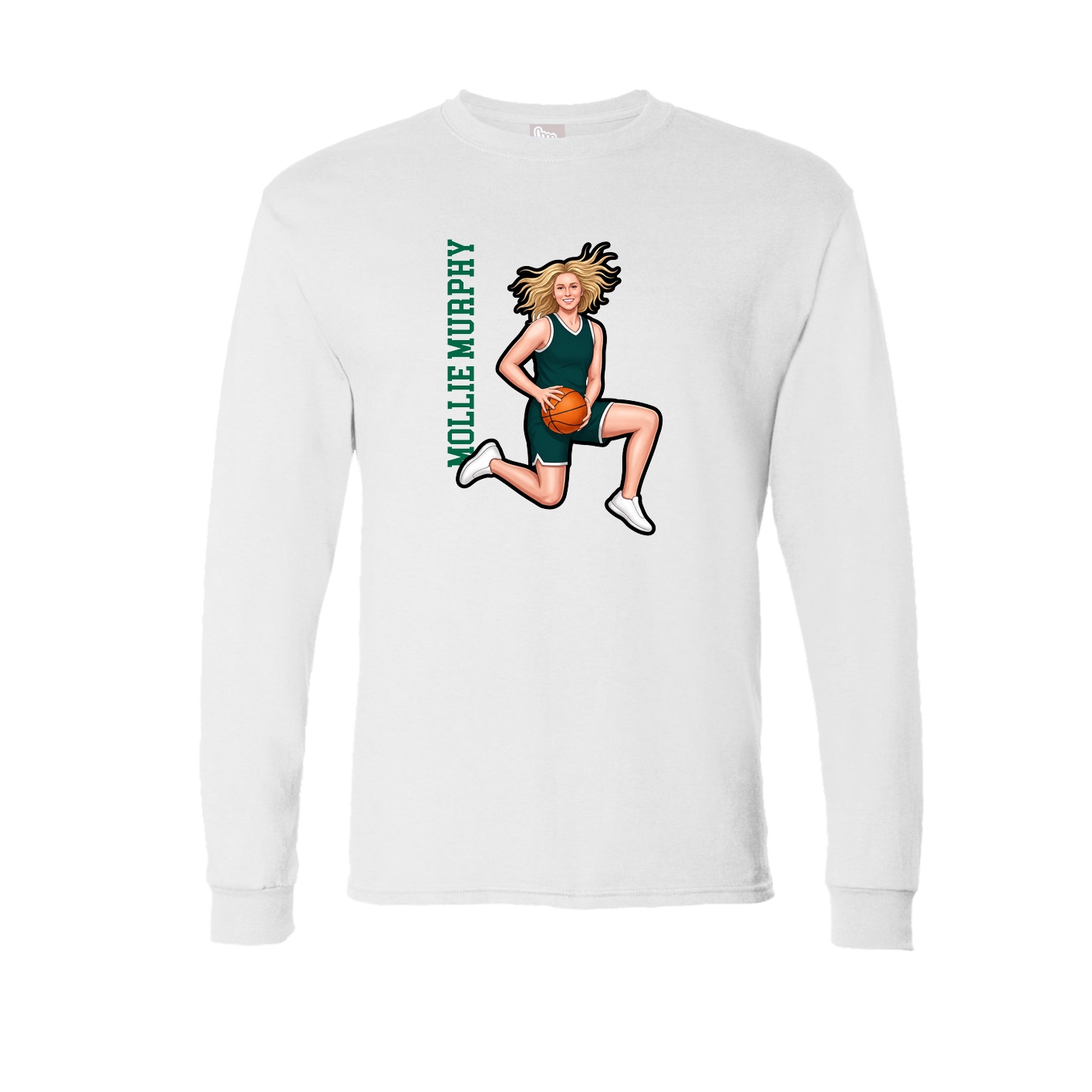 Long Sleeve Tee — Name Vertical in White